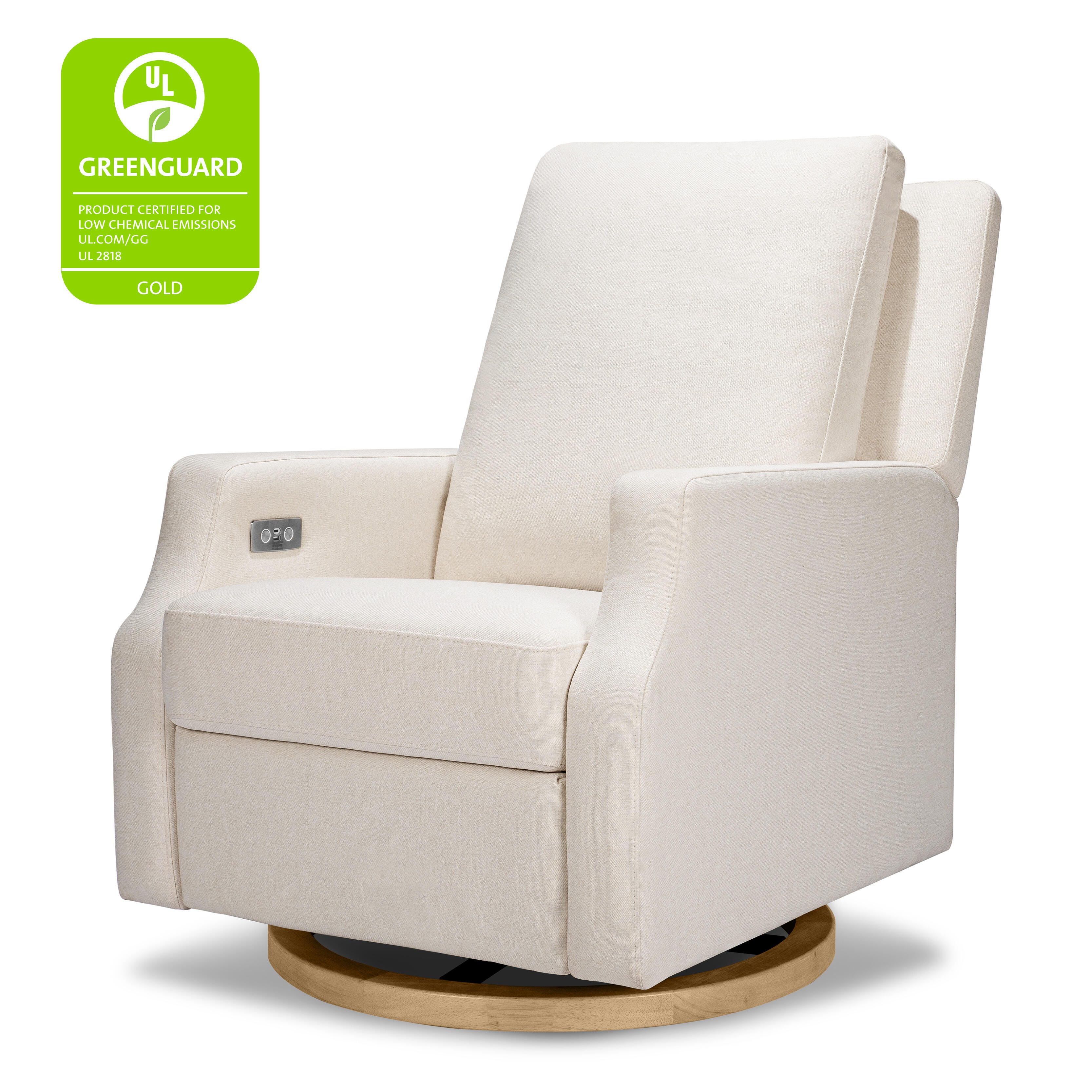 Namesake Crewe Swivel Motion Glider Recliner, Cream/Light Brown, large