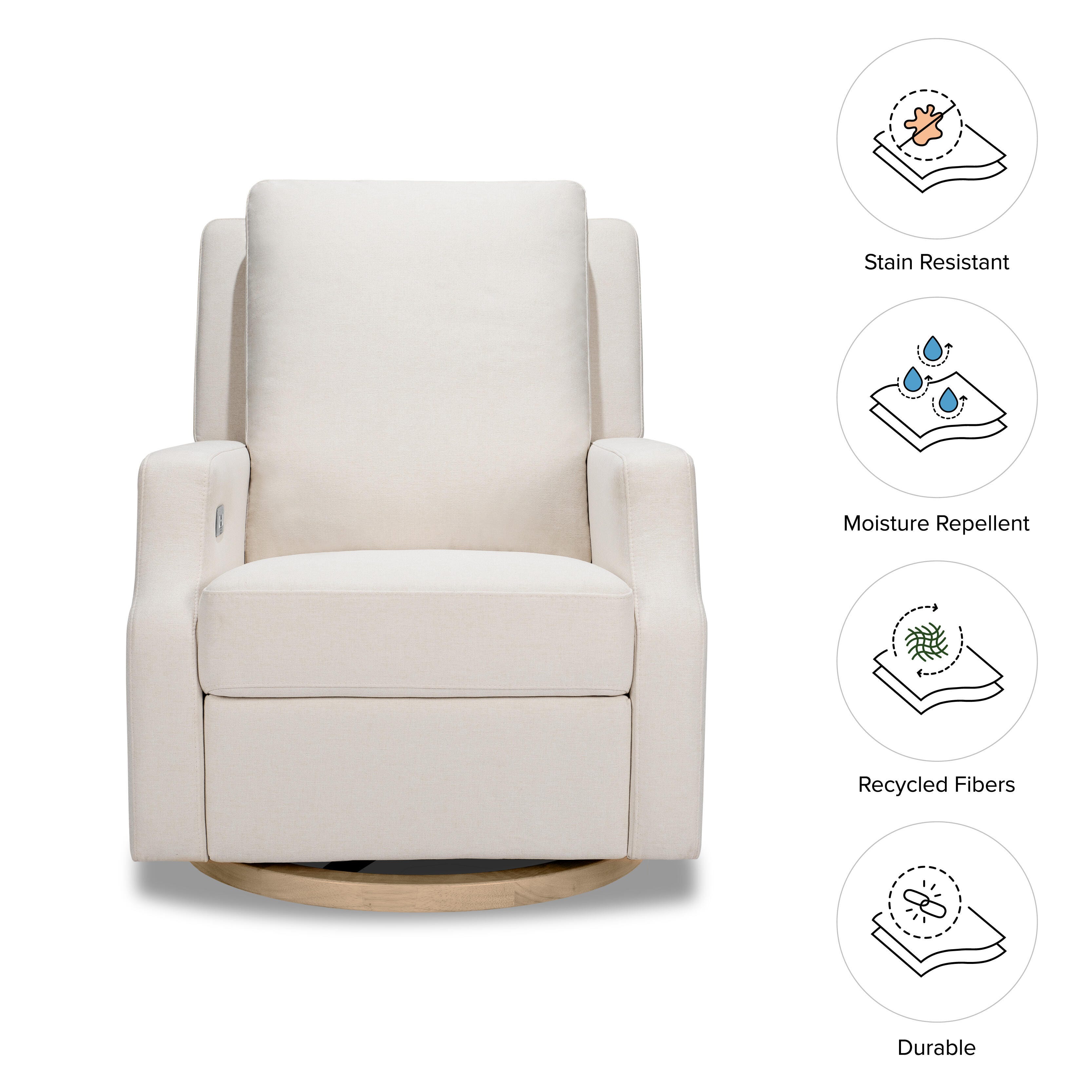 Namesake Crewe Swivel Motion Glider Recliner, Cream/Light Brown, large