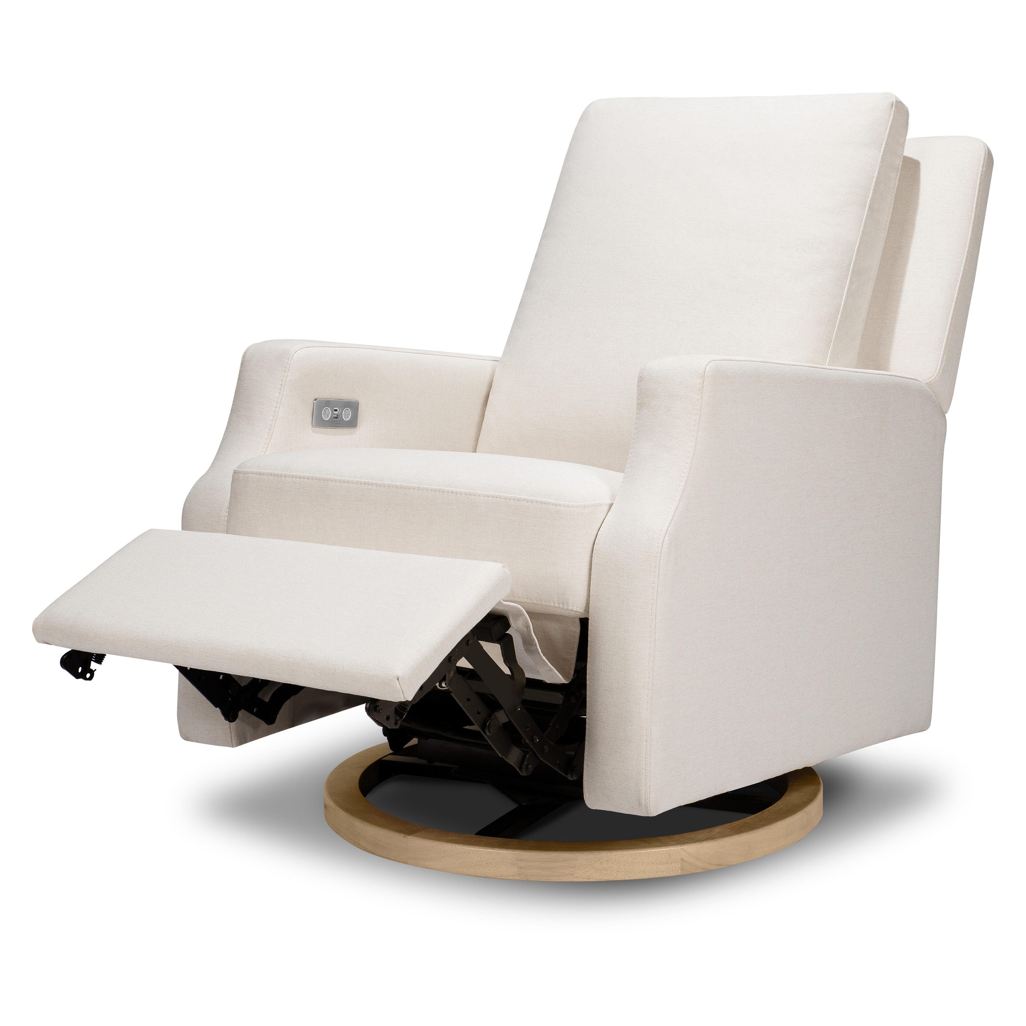 Namesake Crewe Swivel Motion Glider Recliner, Cream/Light Brown, large