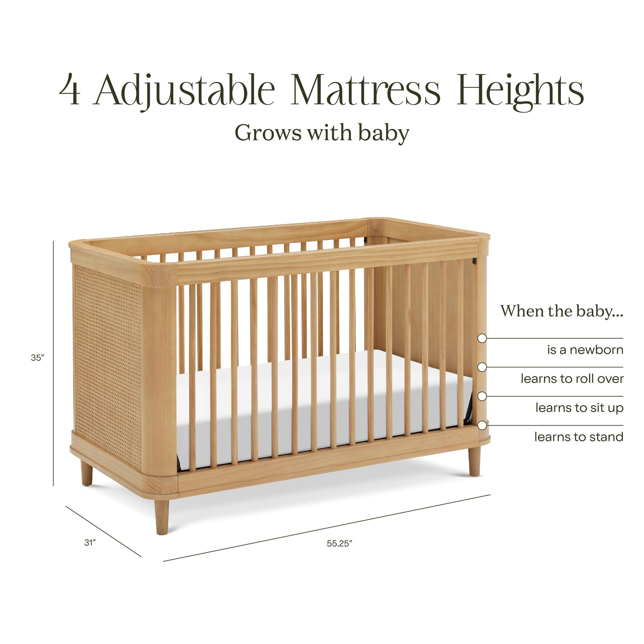 Namesake Marin with Cane 3-in-1 Convertible Crib, Honey, large