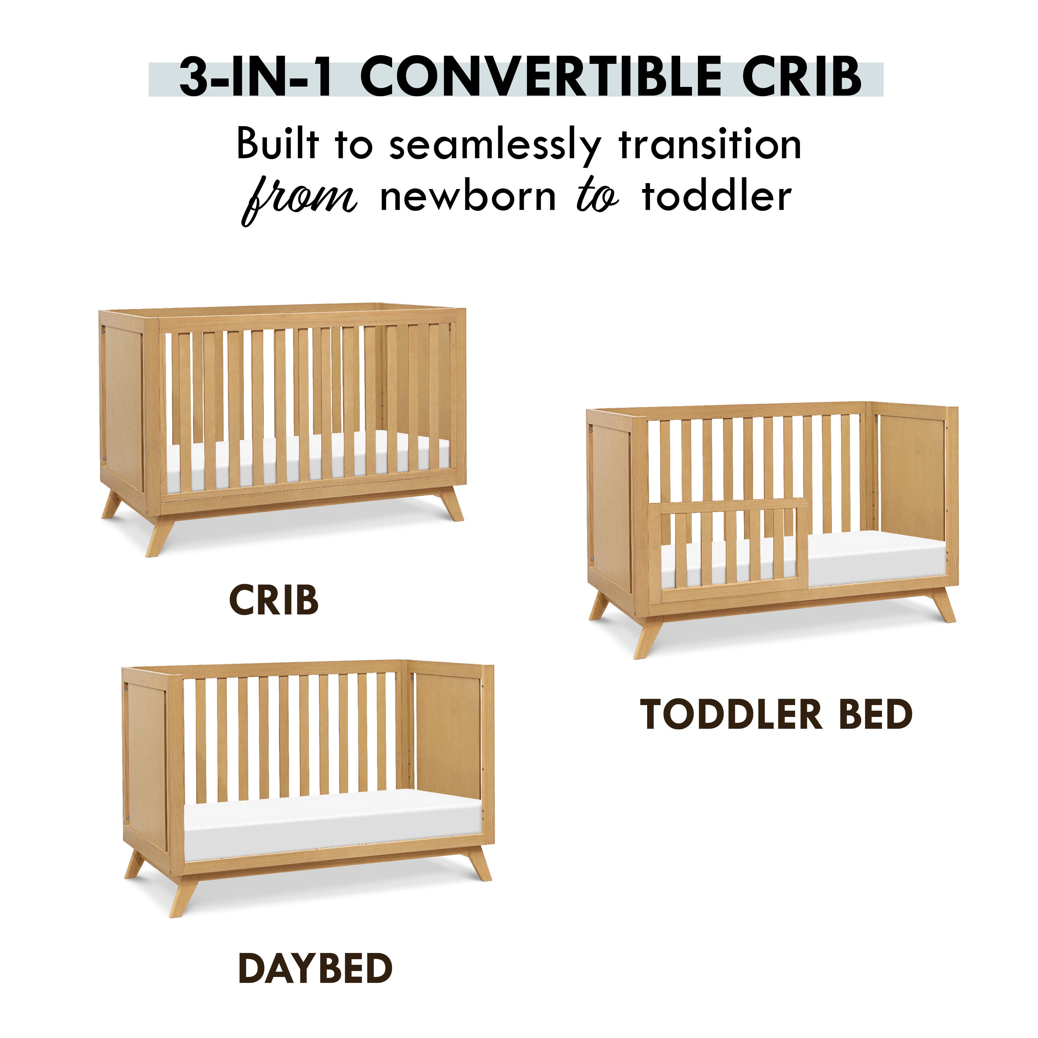 DaVinci Otto 3-in-1 Convertible Crib, Honey, large