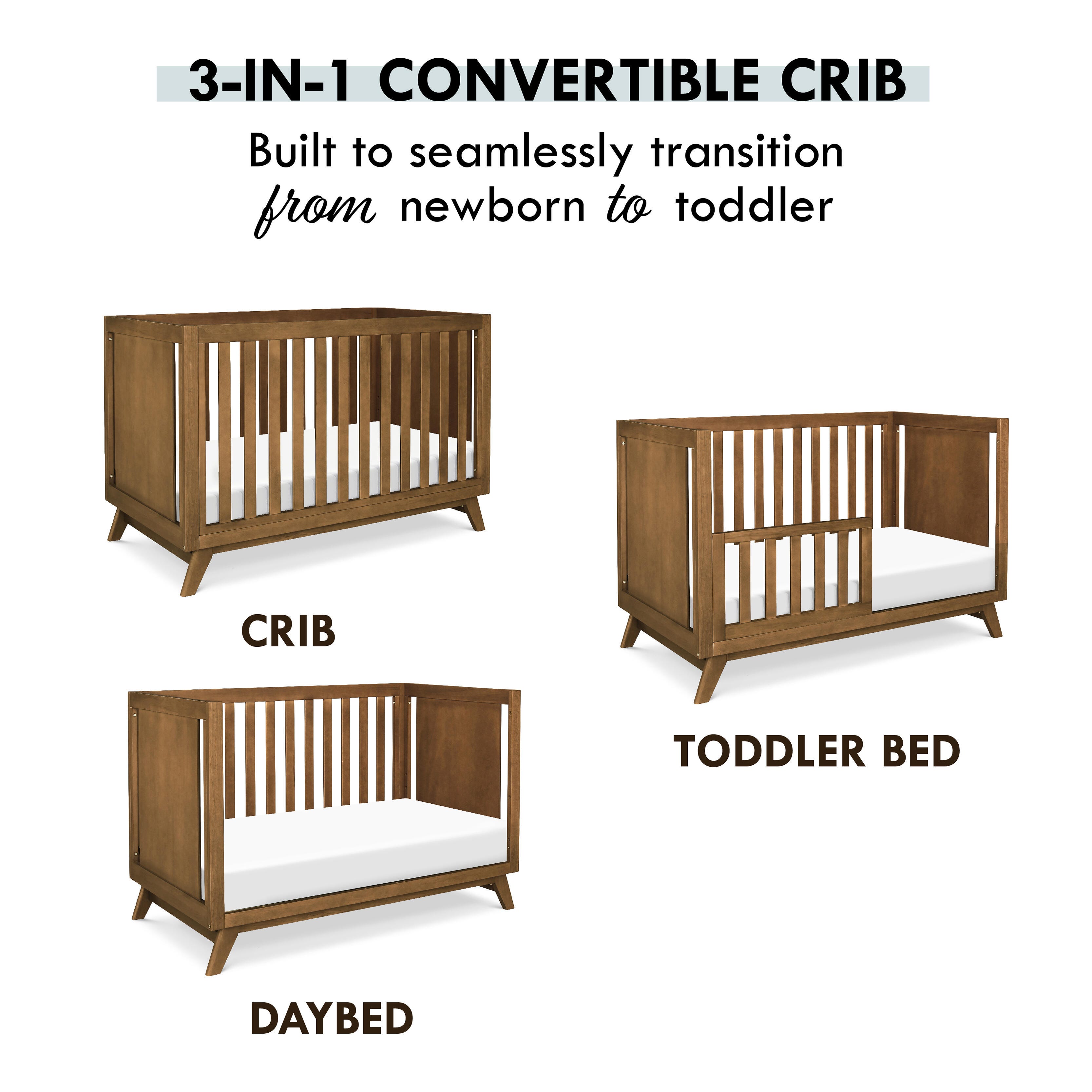 DaVinci Otto 3-in-1 Convertible Crib, Walnut, large