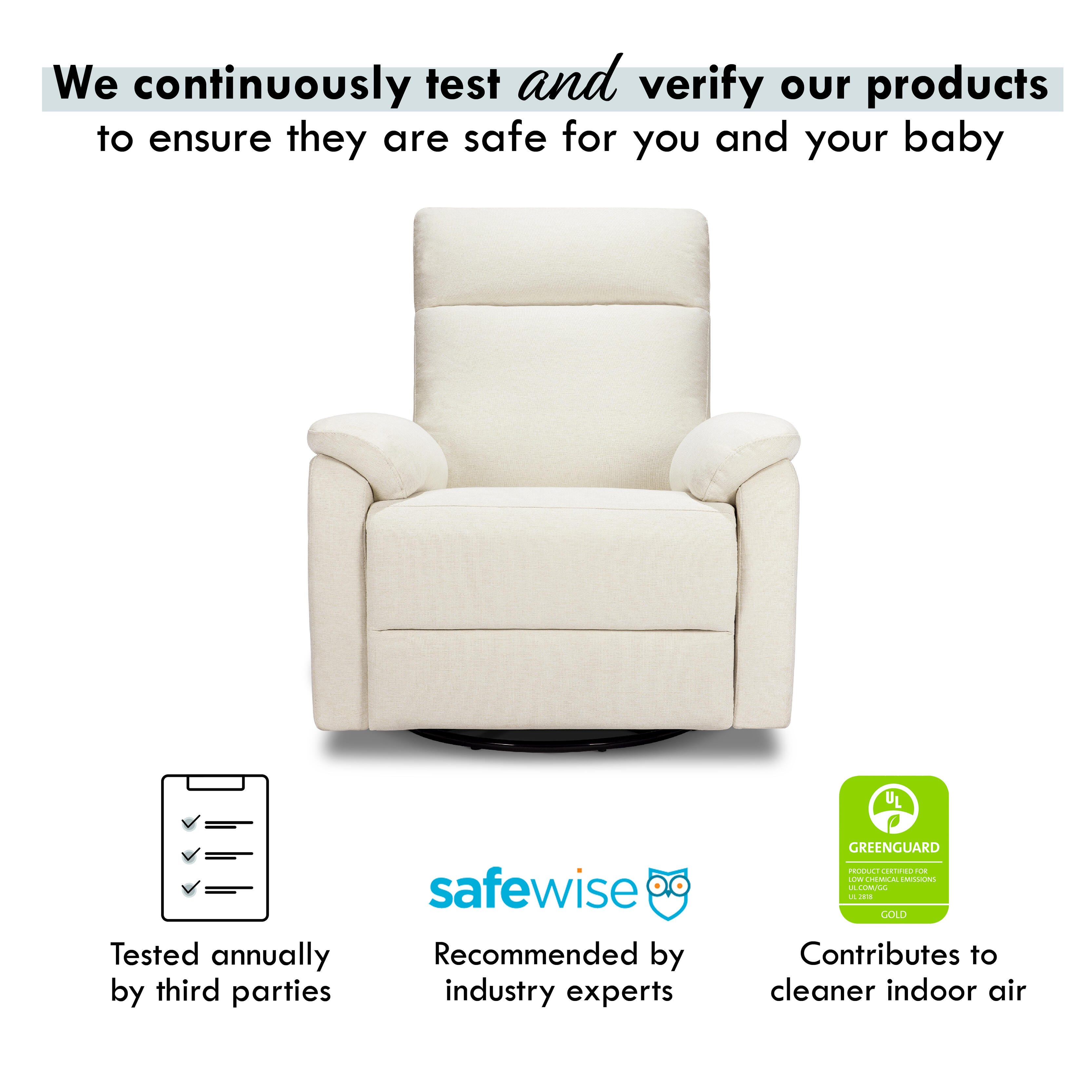 DaVinci Suzy Swivel Glider Recliner, Vanilla, large