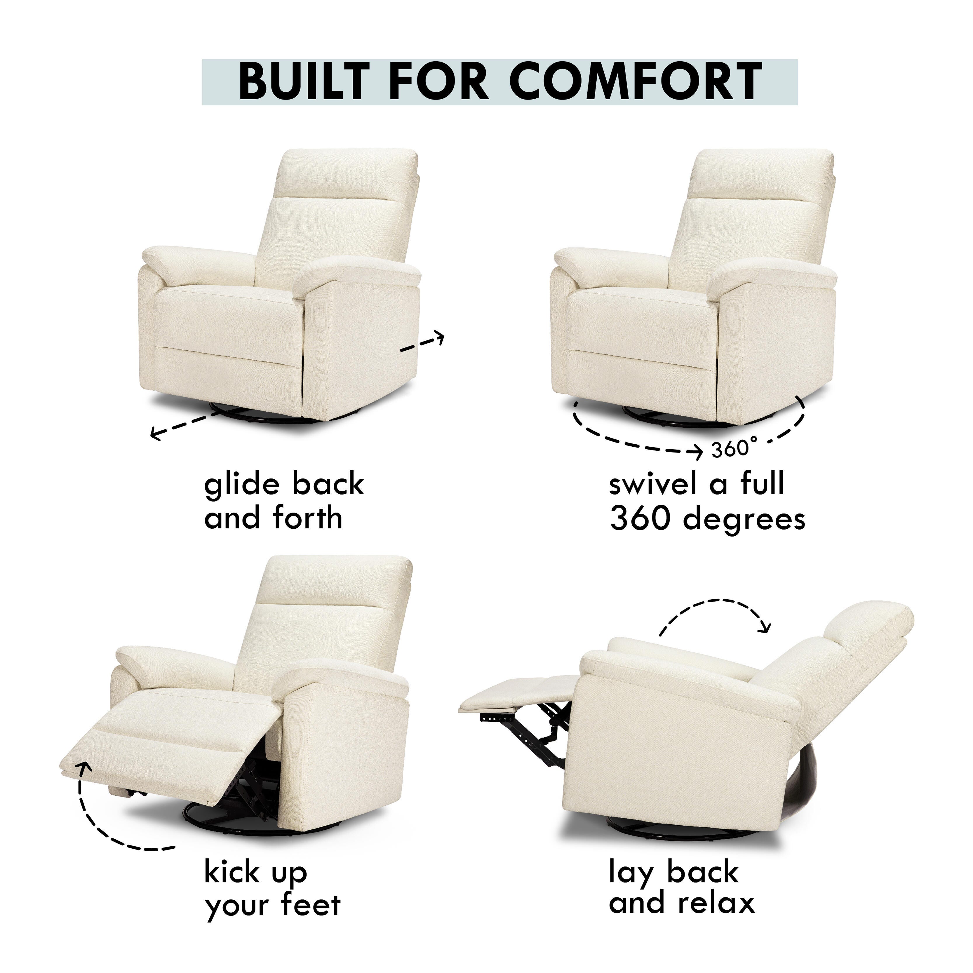 DaVinci Suzy Swivel Glider Recliner, Vanilla, large