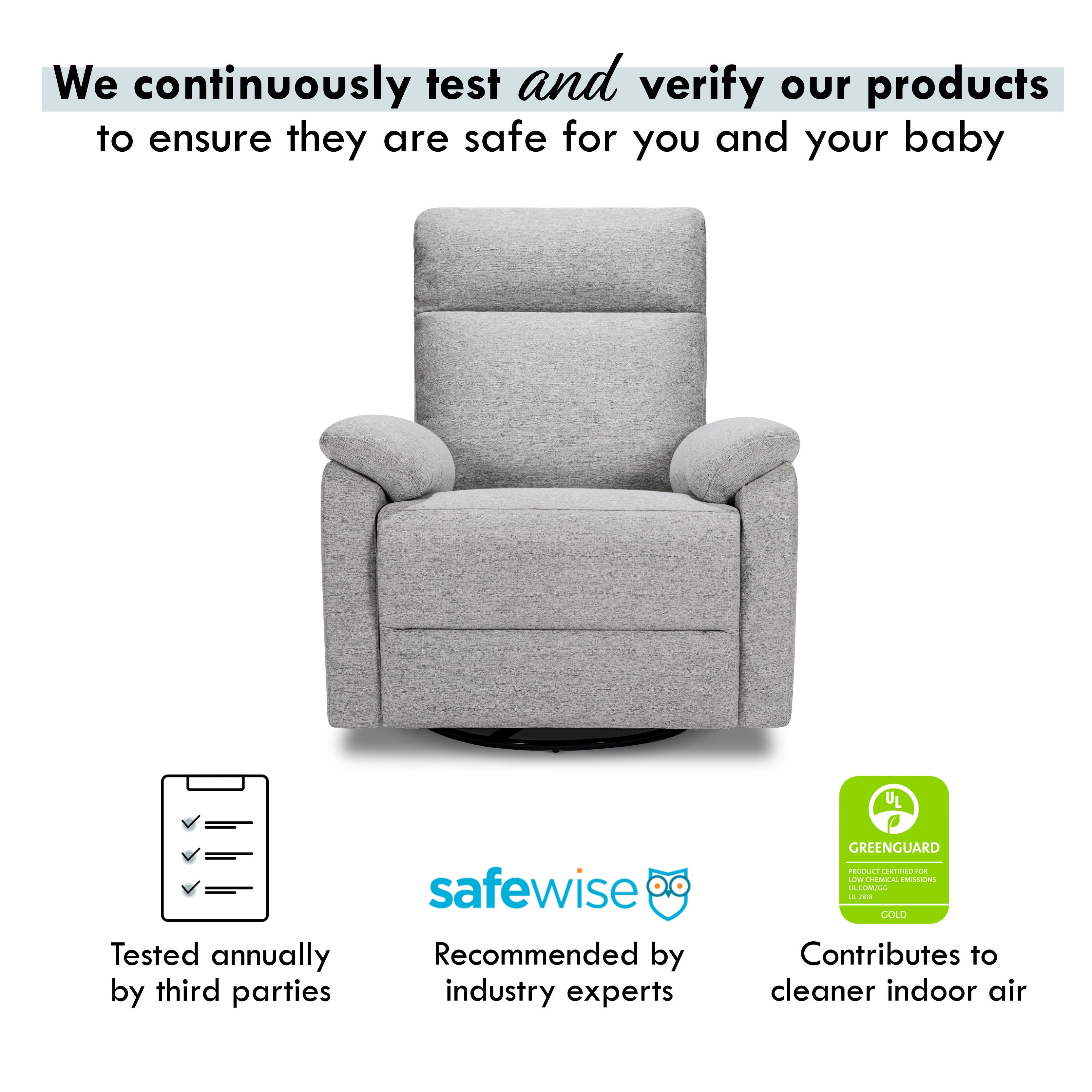 DaVinci Suzy Swivel Glider Recliner, Frost Gray, large