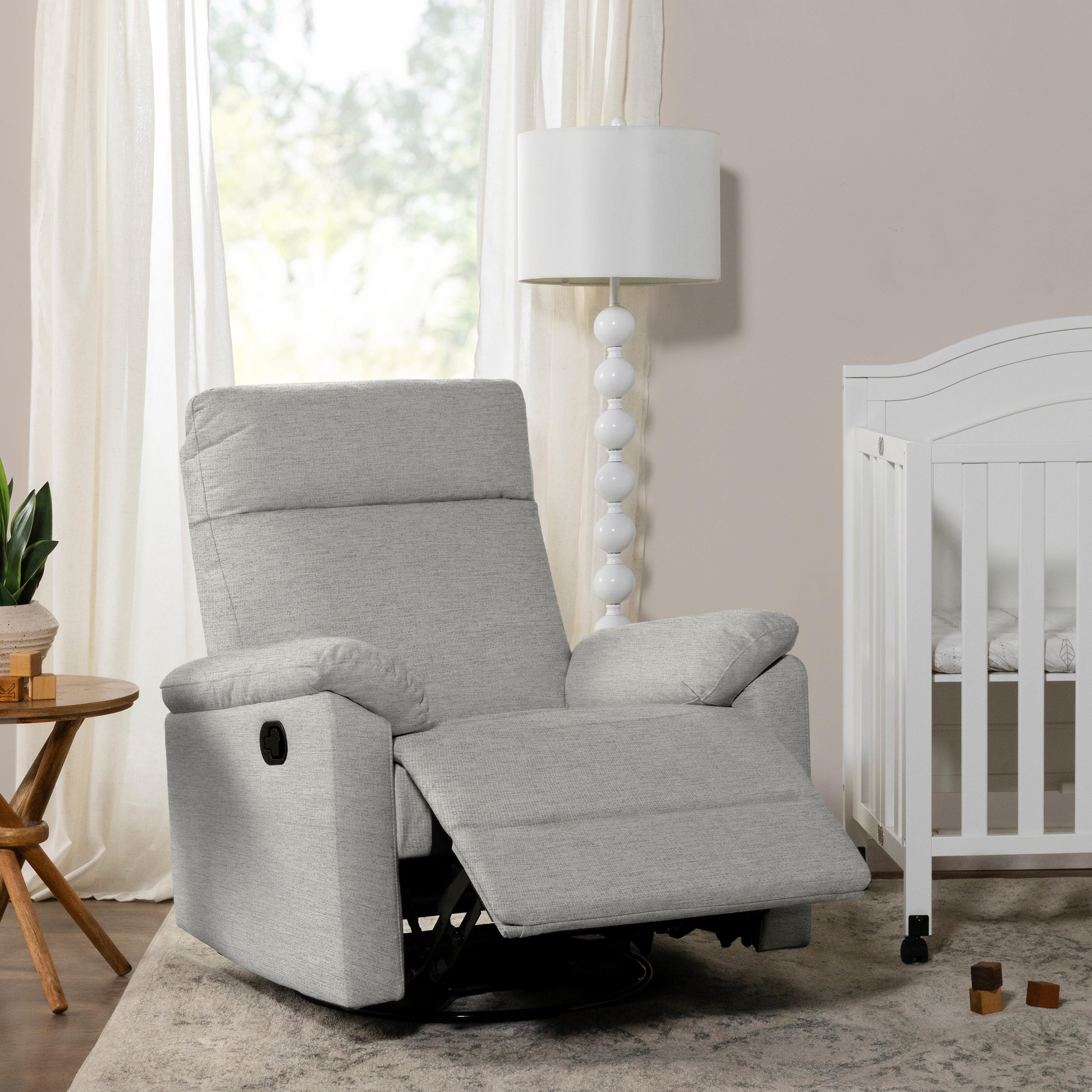 DaVinci Suzy Swivel Glider Recliner, Frost Gray, large