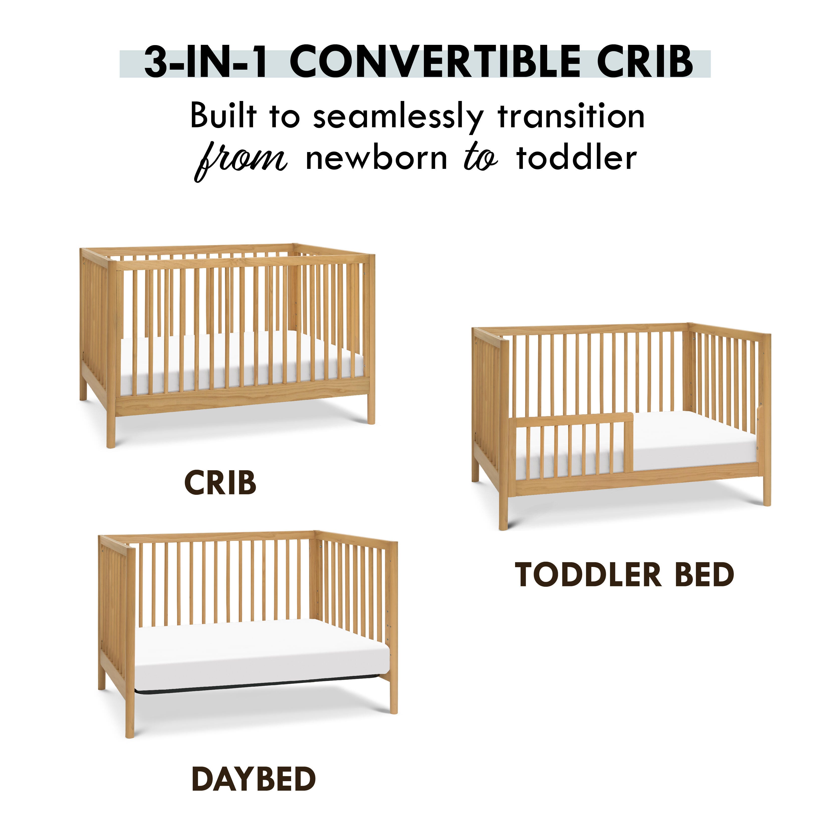 DaVinci Birdie 3-in-1 Convertible Crib, Honey, large