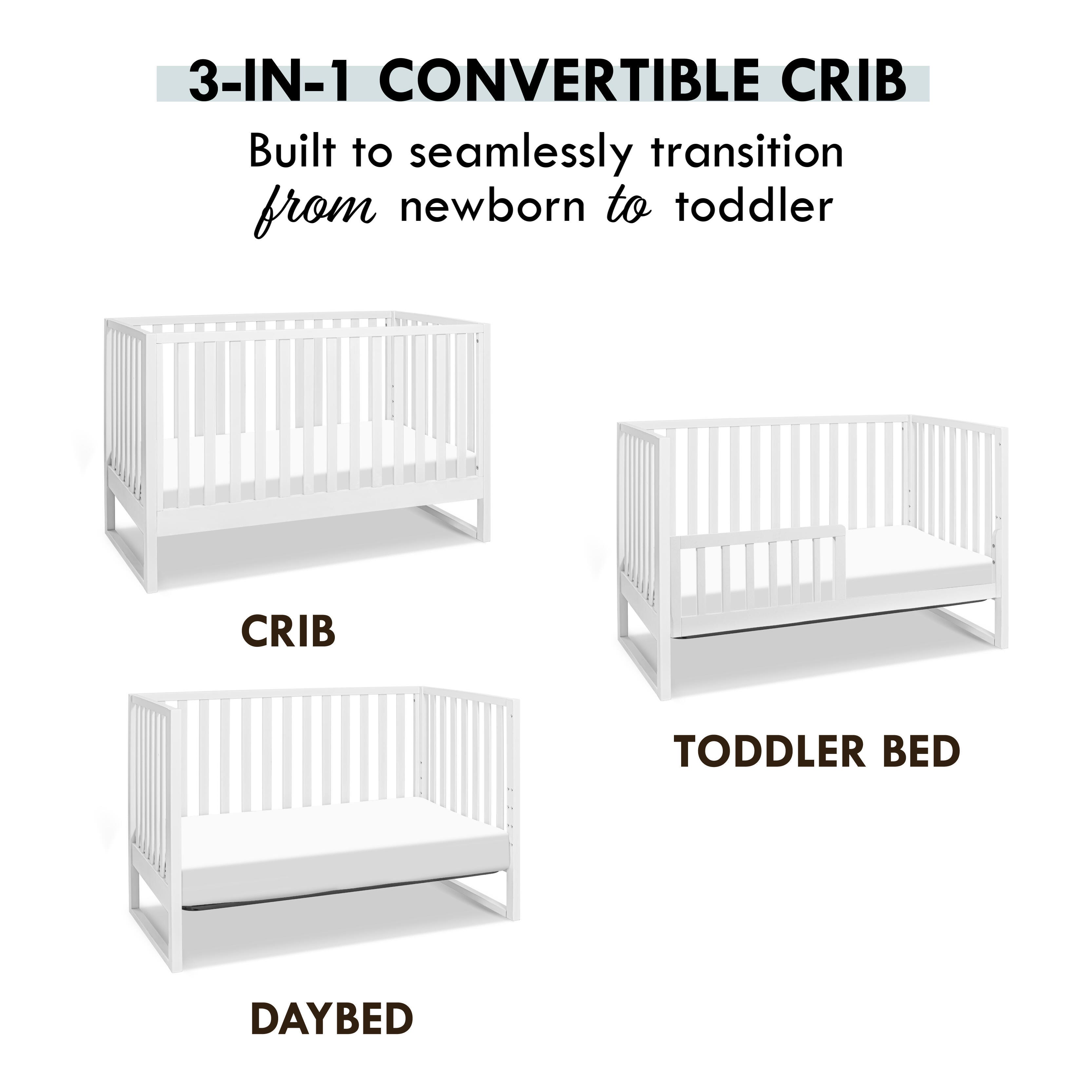 DaVinci Hunter 3-in-1 Convertible Crib, White, large