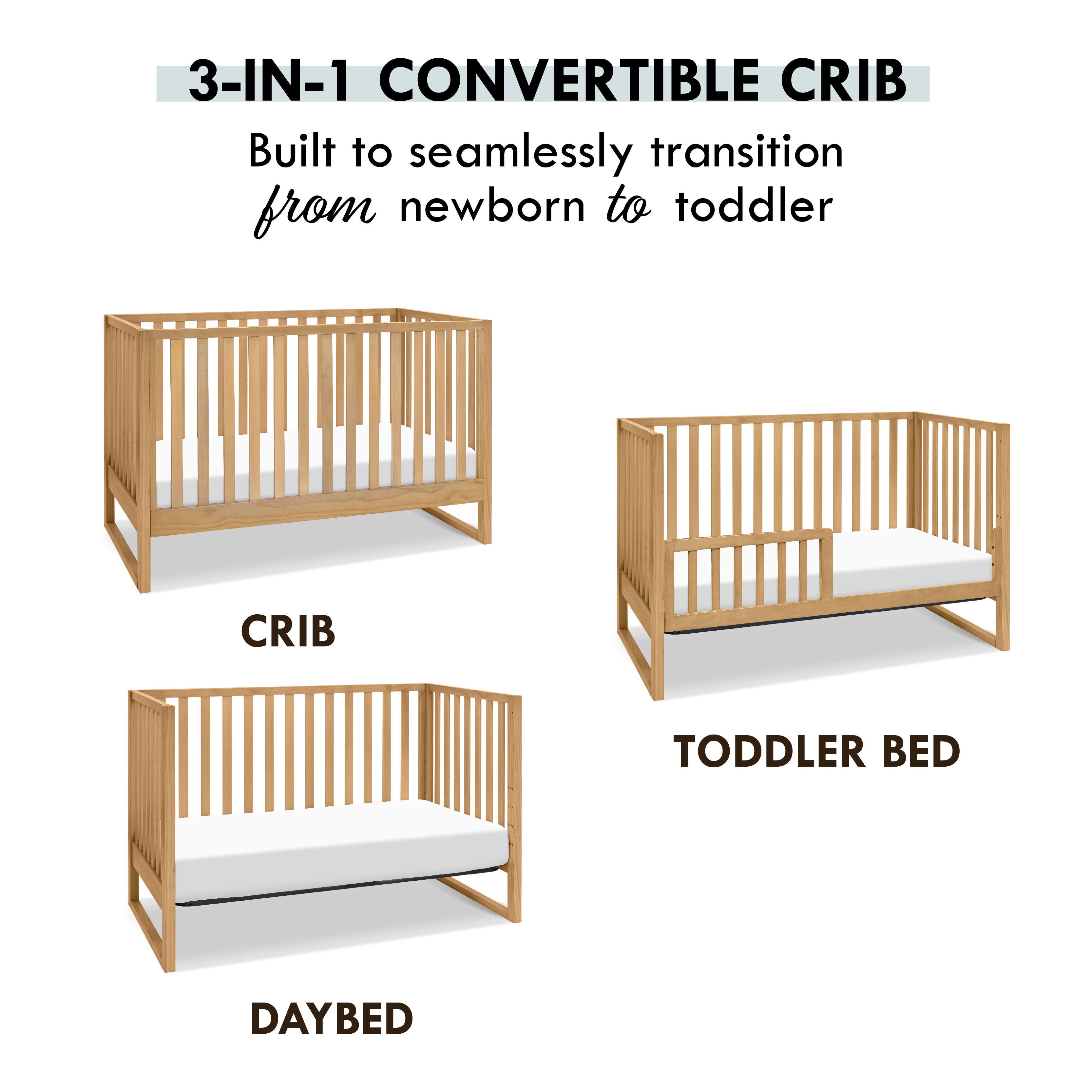 DaVinci Hunter 3-in-1 Convertible Crib, Honey, large