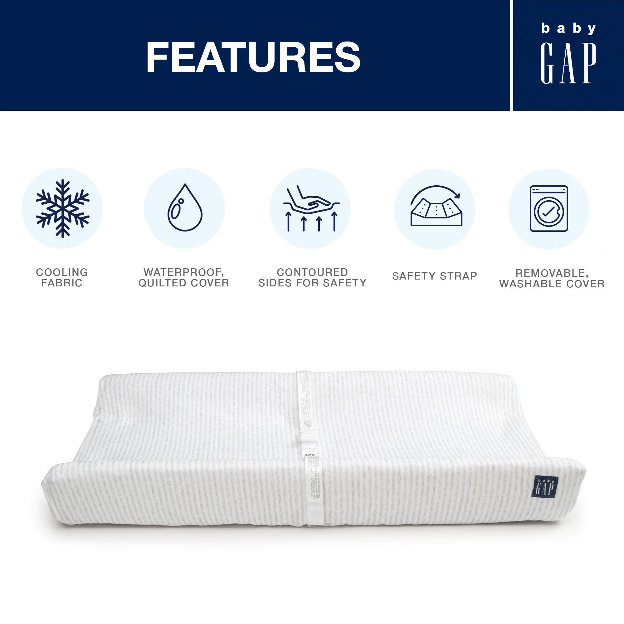 babyGap by Delta Children Contoured Changing Pad with Cooling Cover, , large