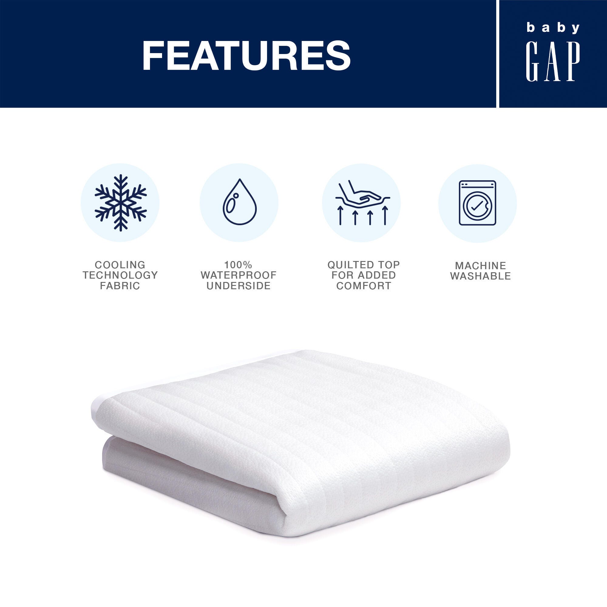 babyGap by Delta Children Cooling Crib Mattress Pad/Protector, , large