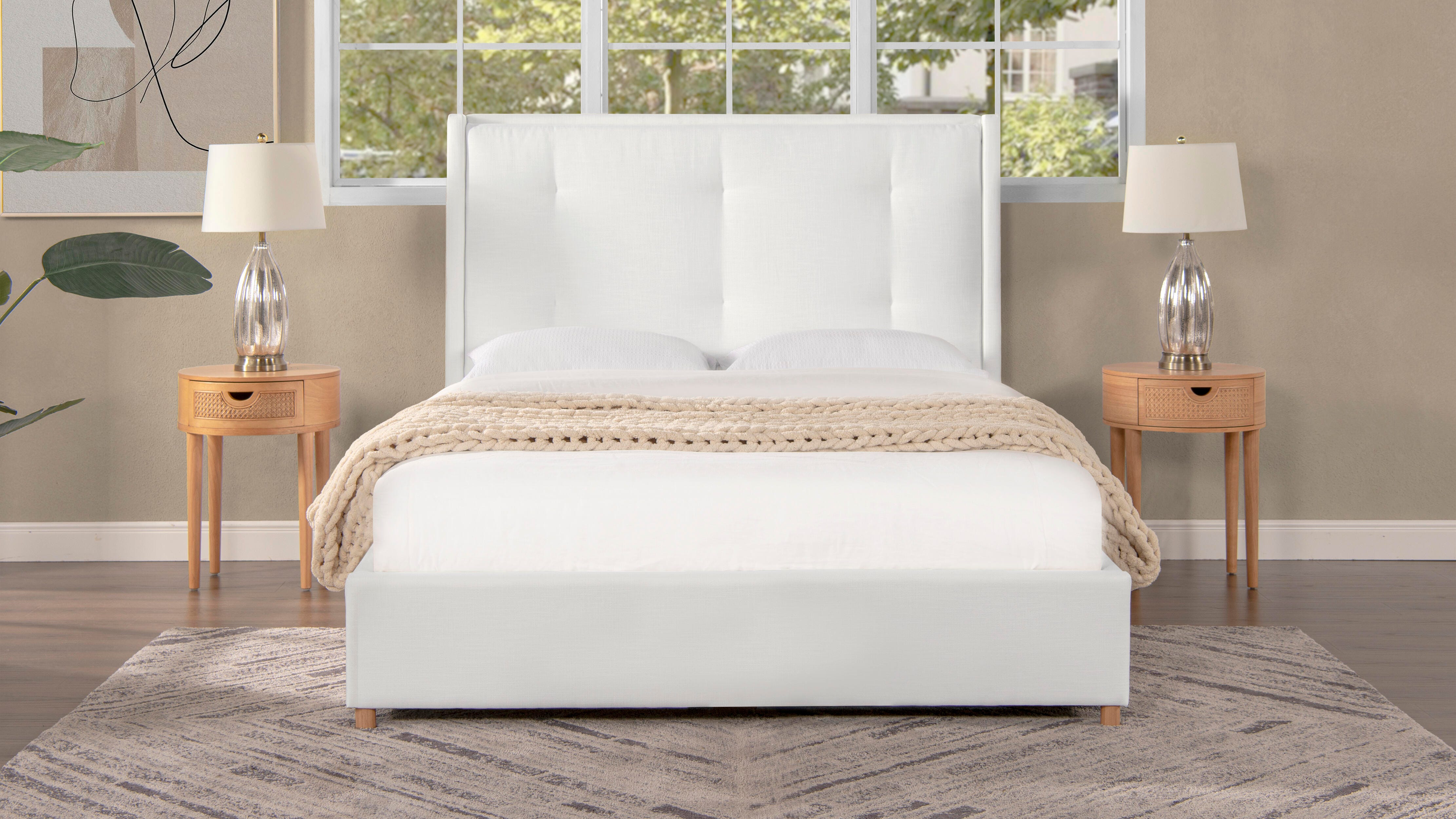 Jennifer Taylor Miramar Queen Cushion-Back Headboard Platform Bed Frame, , large