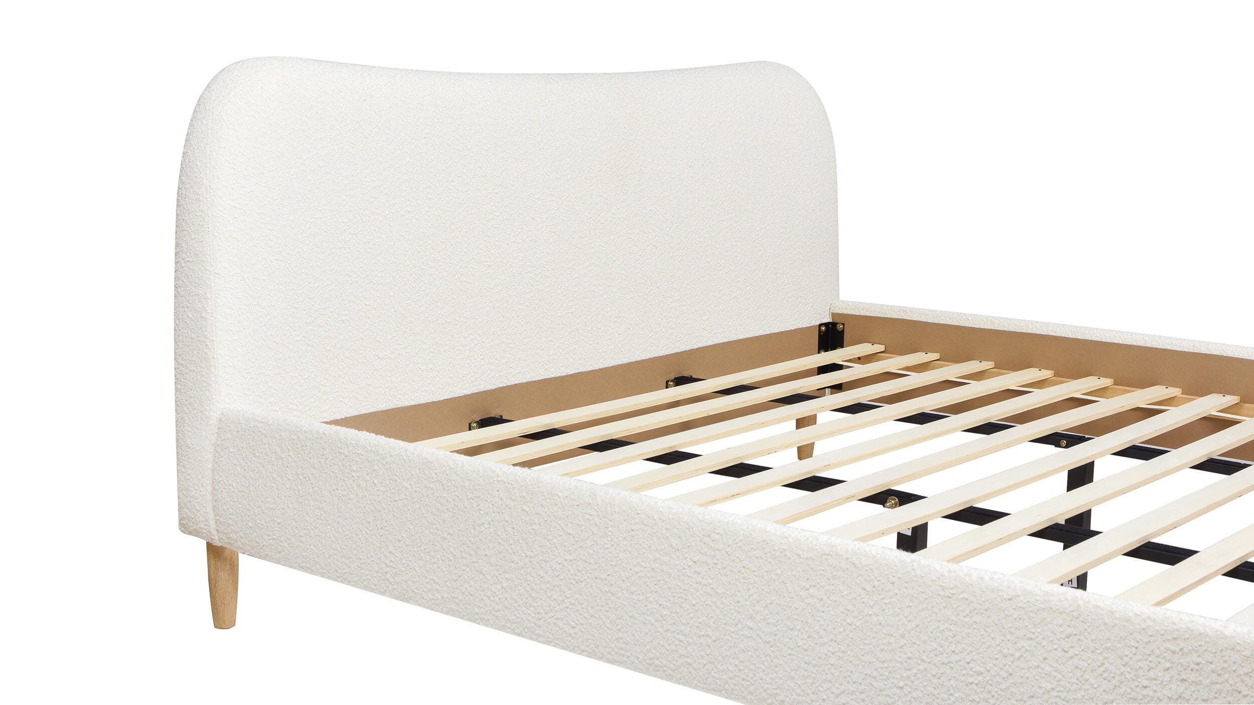 Jennifer Taylor Roman Roman Curved Headboard Upholstered King Platform Bed, Ivory White, large