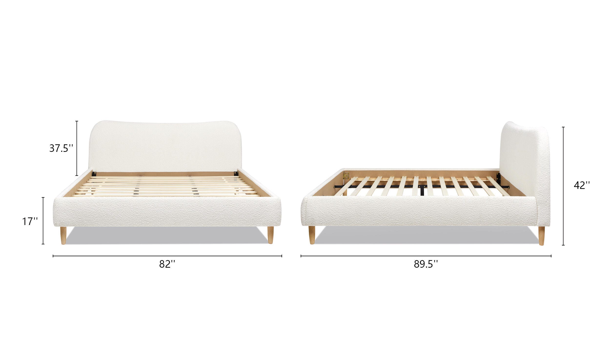 Jennifer Taylor Roman Roman Curved Headboard Upholstered King Platform Bed, Ivory White, large