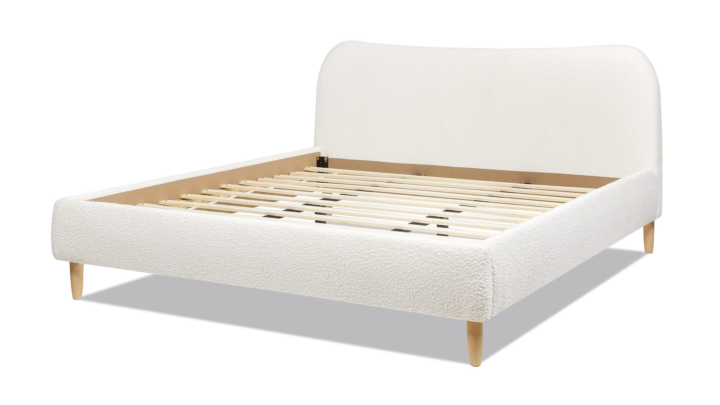 Jennifer Taylor Roman Roman Curved Headboard Upholstered King Platform Bed, Ivory White, large