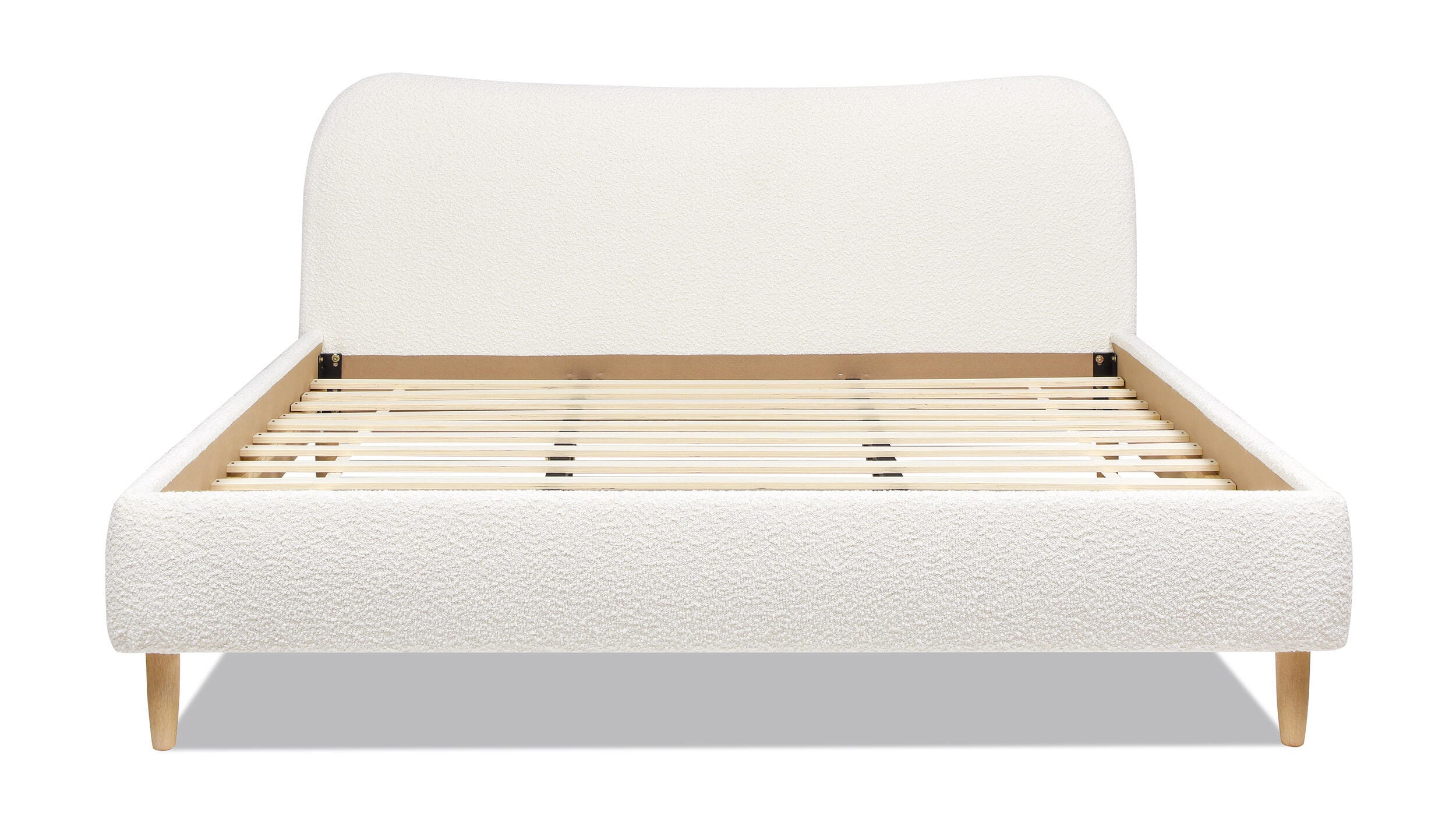 Jennifer Taylor Roman Roman Curved Headboard Upholstered King Platform Bed, Ivory White, large