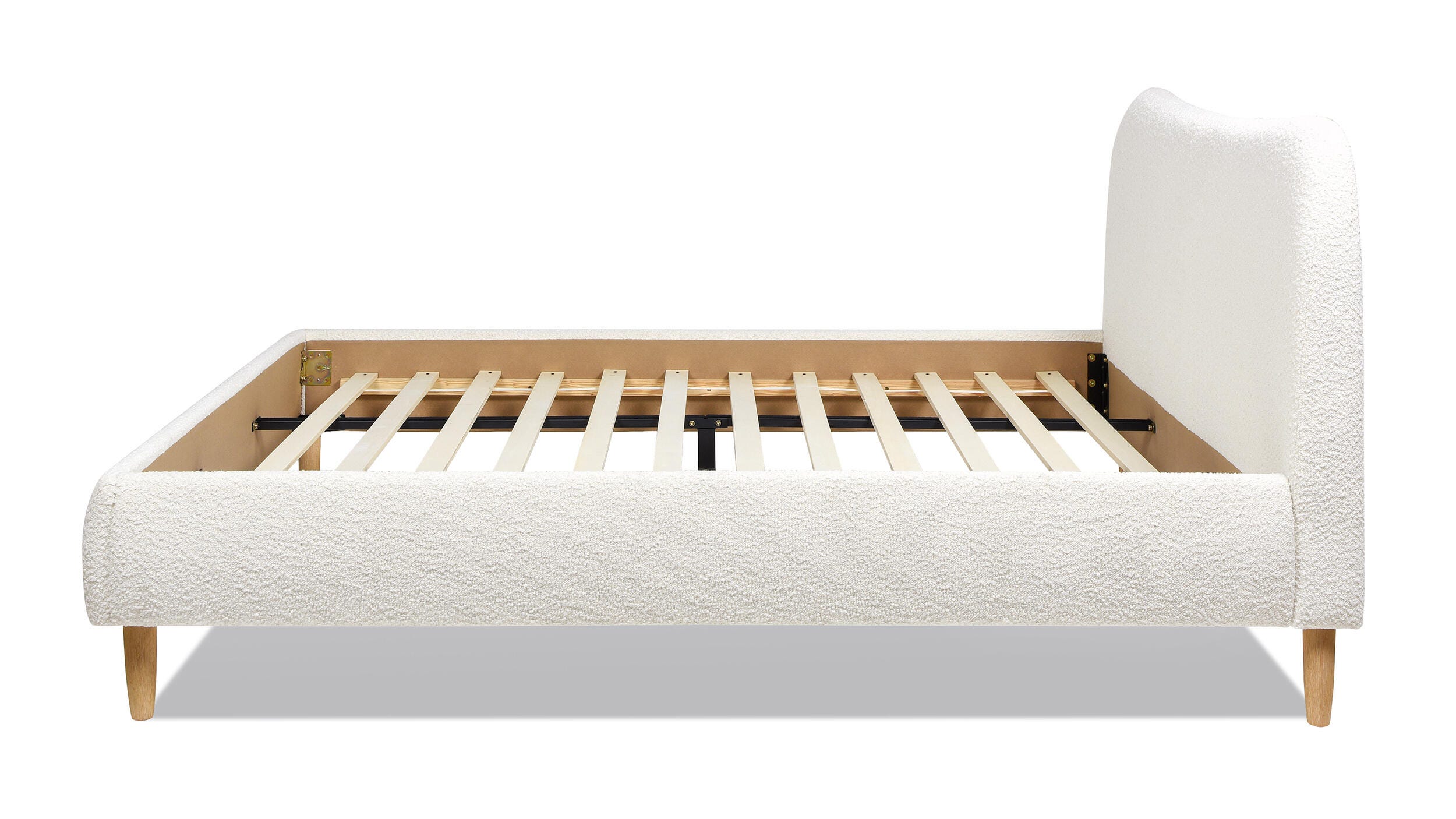 Jennifer Taylor Roman Roman Curved Headboard Upholstered King Platform Bed, Ivory White, large
