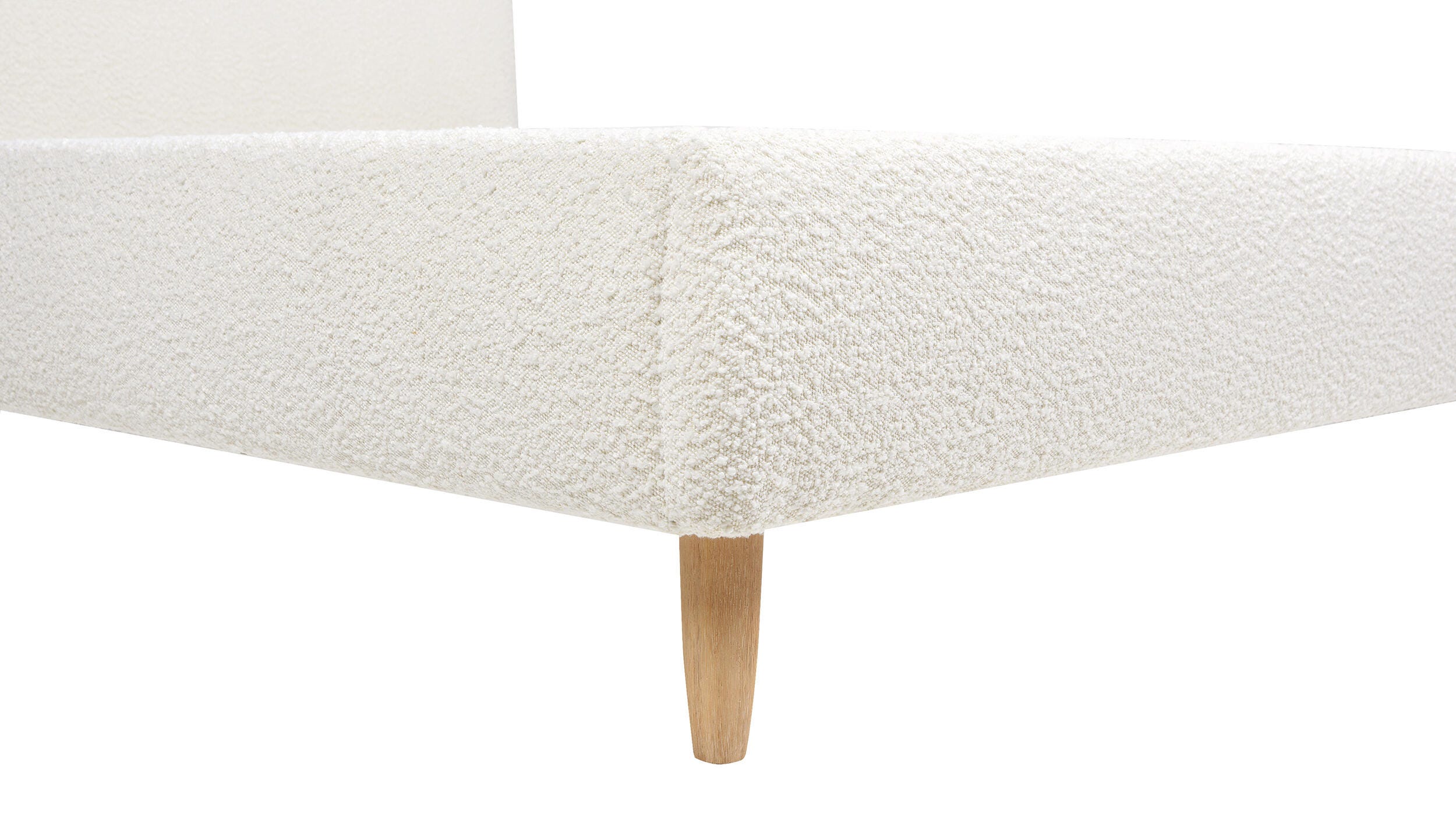Jennifer Taylor Roman Roman Curved Headboard Upholstered Queen Platform Bed, Ivory White, large