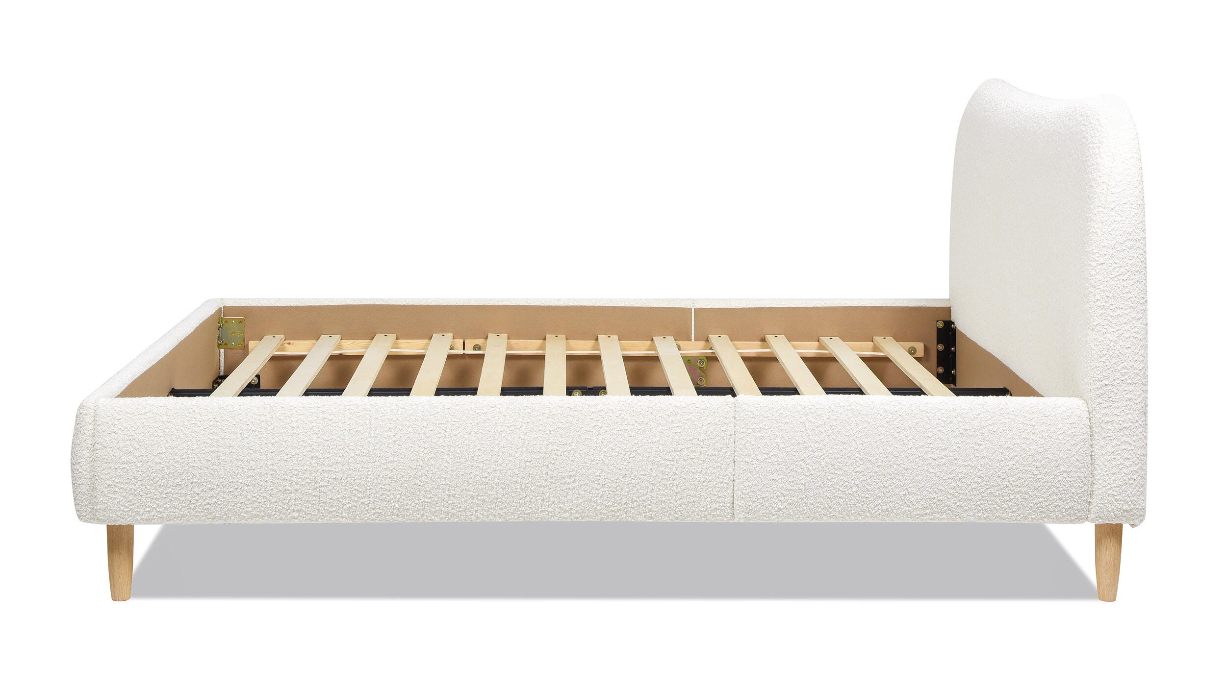 Jennifer Taylor Roman Roman Curved Headboard Upholstered Queen Platform Bed, Ivory White, large