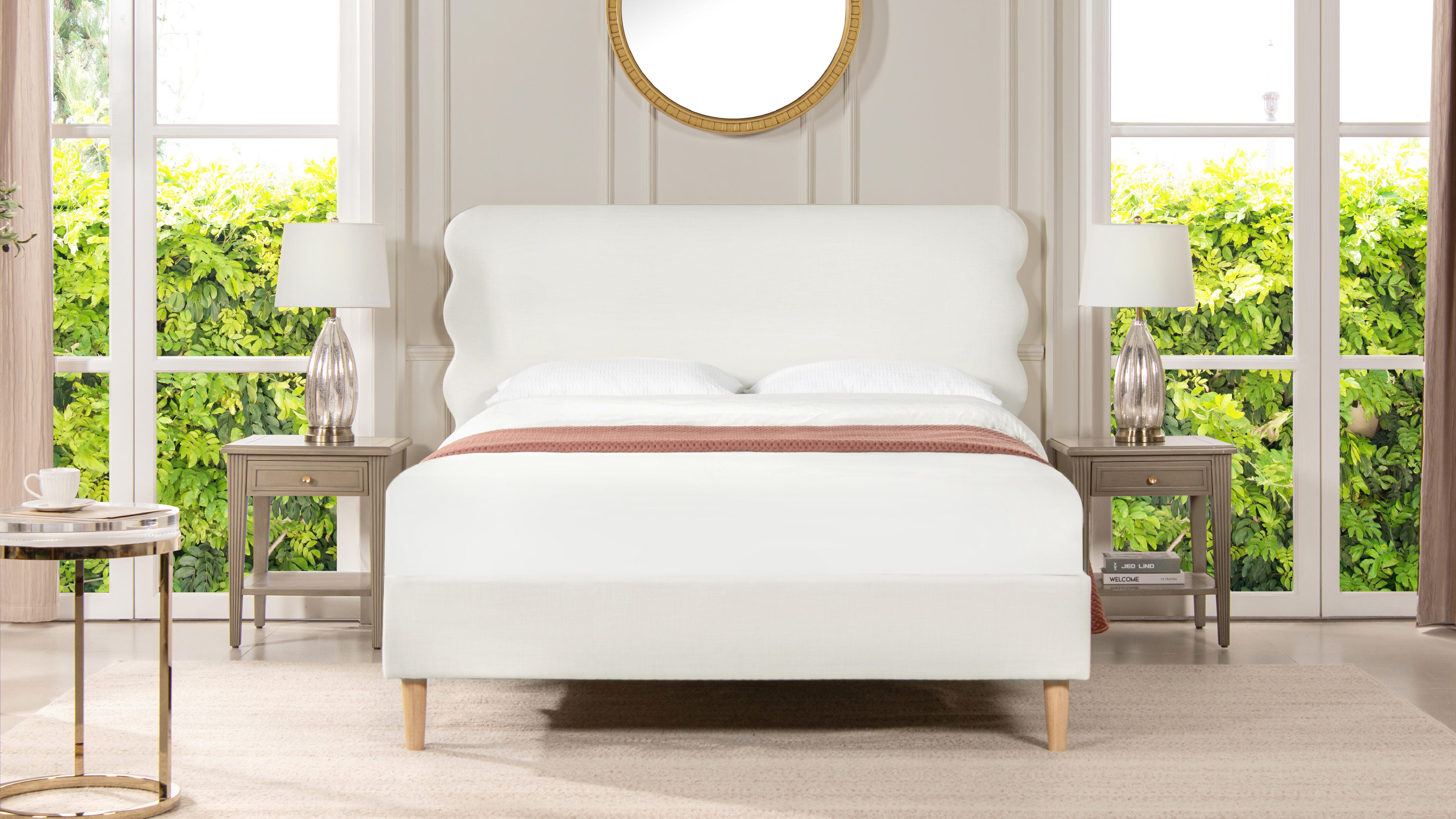 Jennifer Taylor Home Stockholm Stockholm Wavy Headboard Platform Queen Bed, Antique White, large