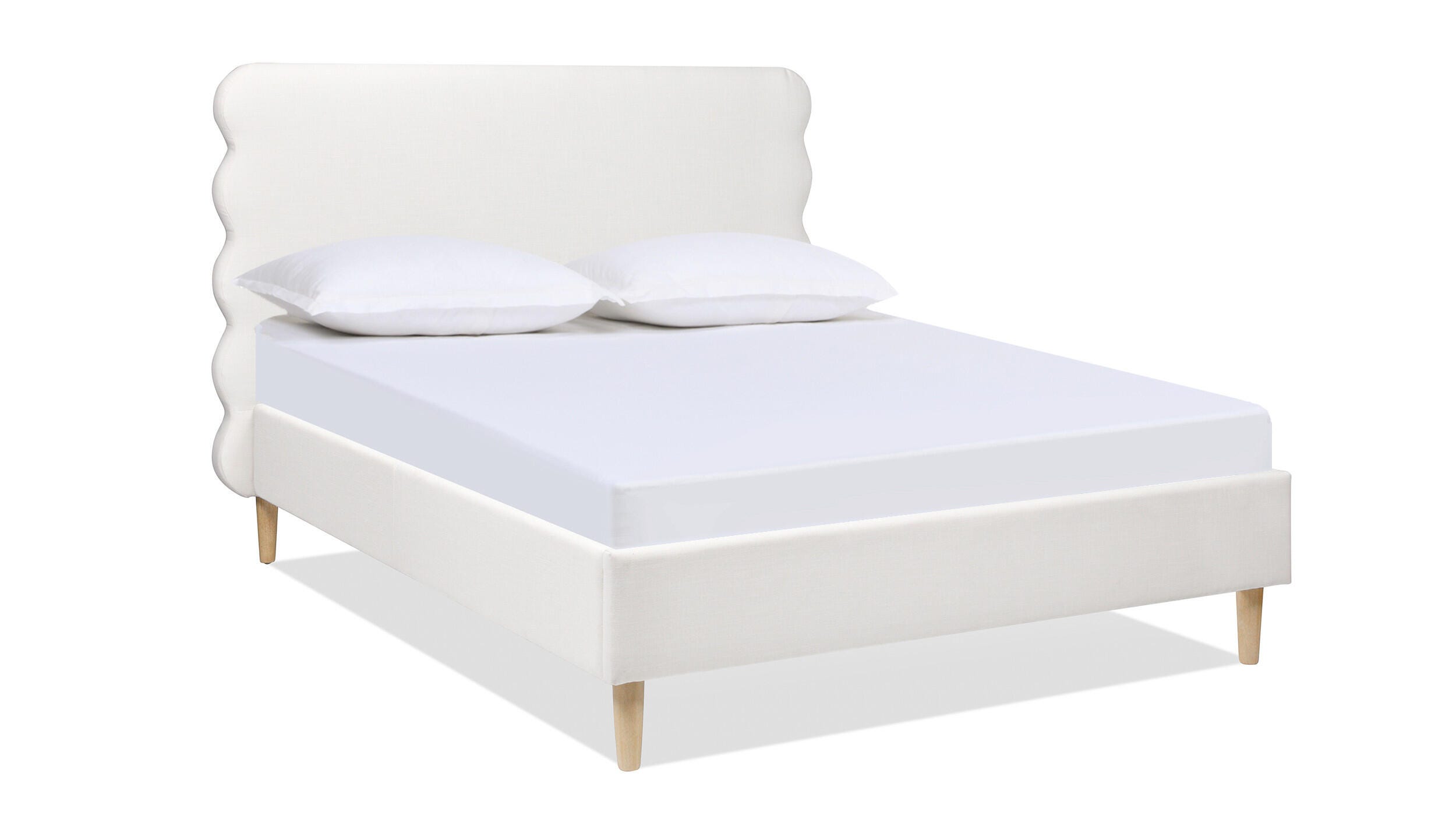 Jennifer Taylor Stockholm Wavy Headboard Platform Queen Bed, Antique White, large