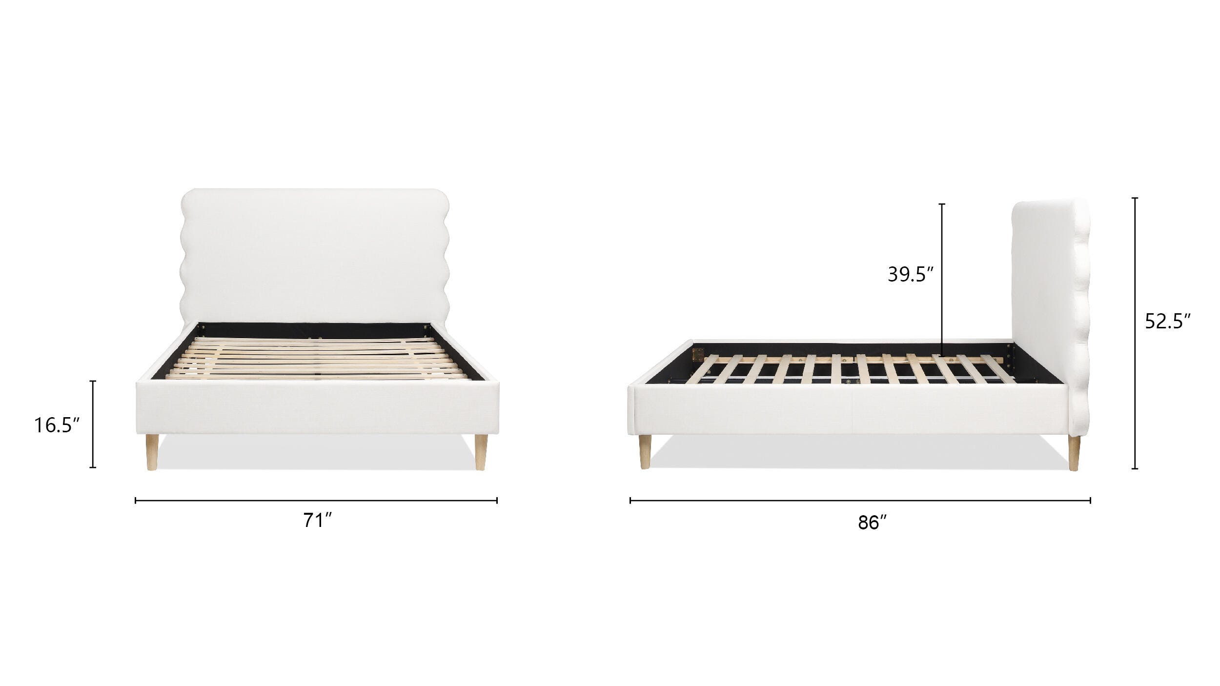 Jennifer Taylor Home Stockholm Stockholm Wavy Headboard Platform Queen Bed, Antique White, large