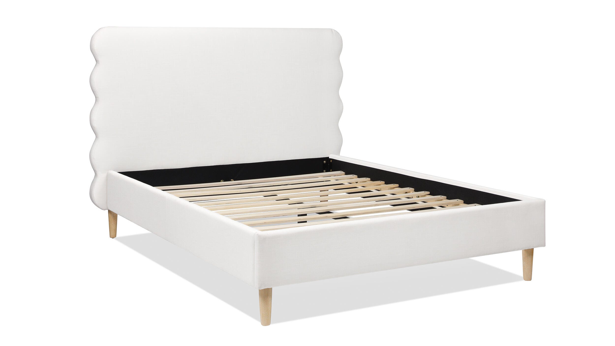 Jennifer Taylor Home Stockholm Stockholm Wavy Headboard Platform Queen Bed, Antique White, large
