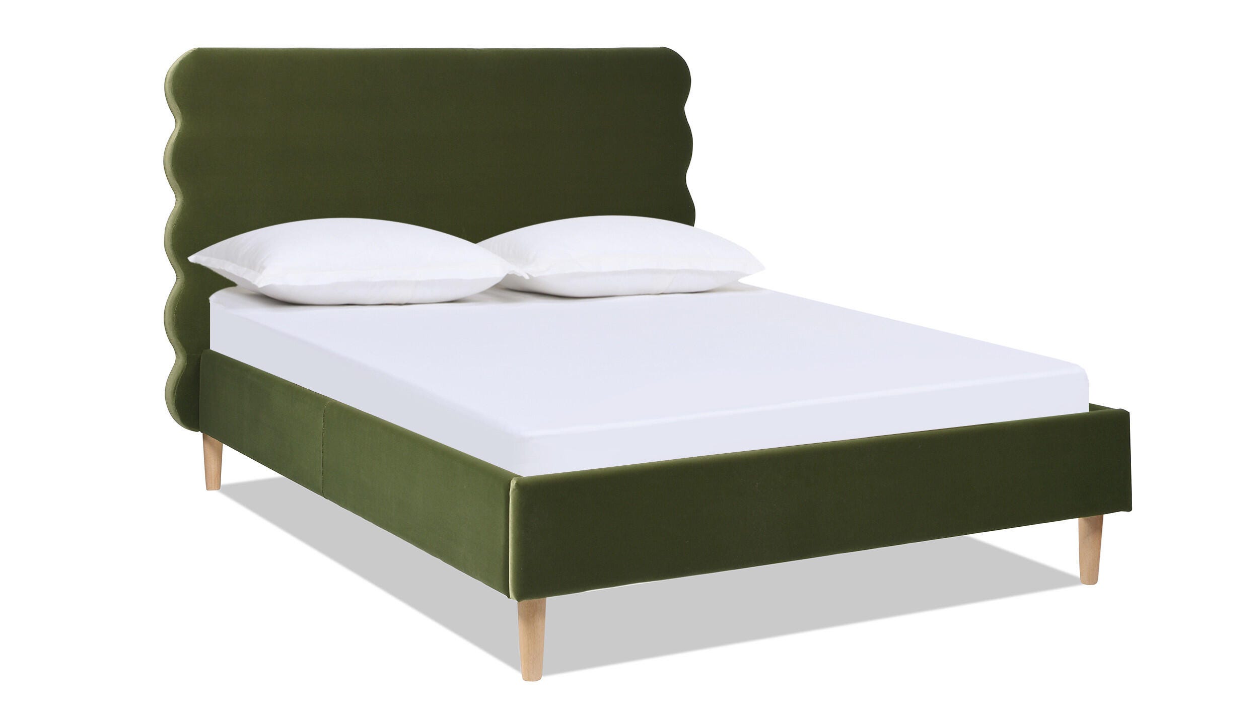 Jennifer Taylor Stockholm Wavy Headboard Platform Queen Bed, Olive Green, large