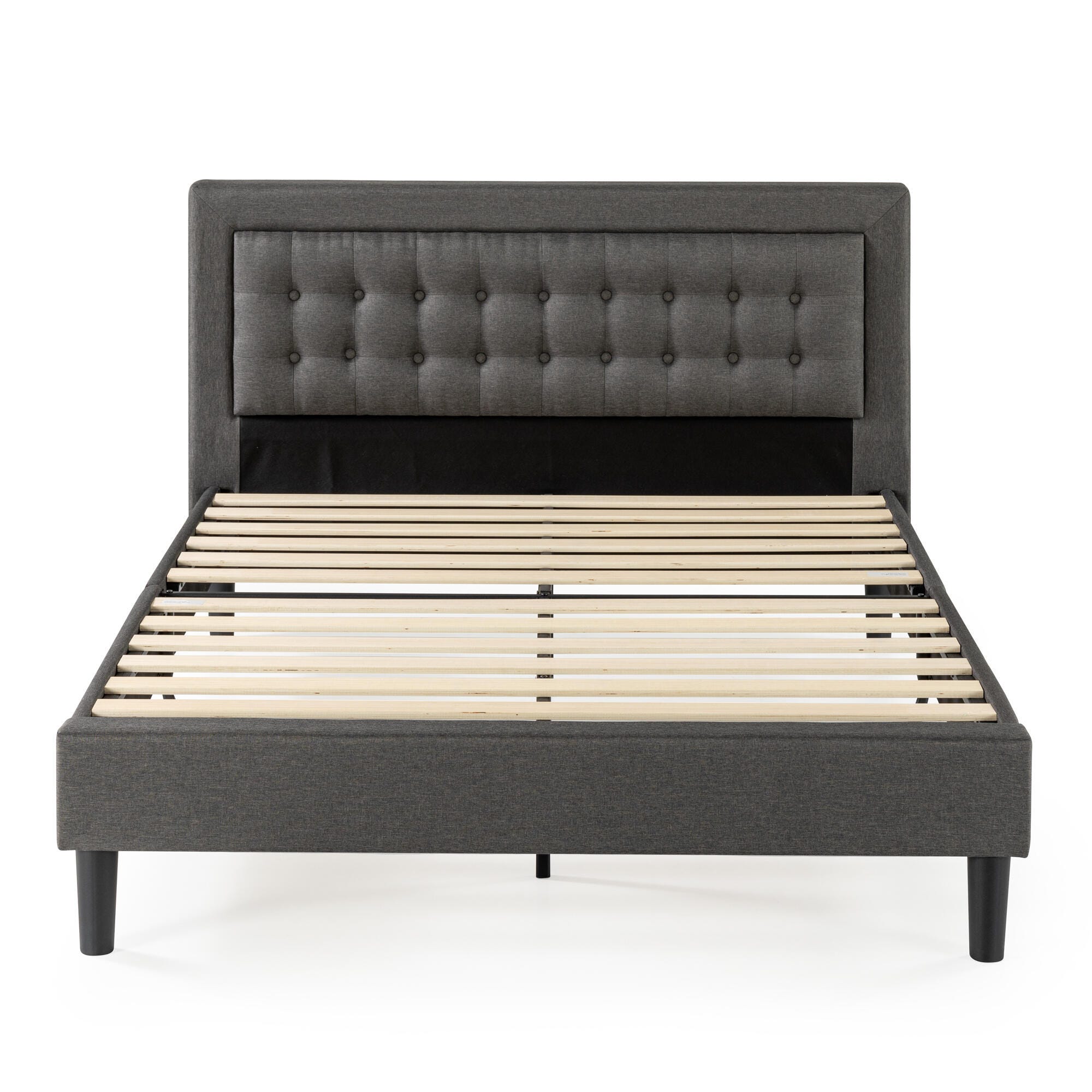 ZINUS Platform King Bed Frame with Headboard, Dark Gray, large