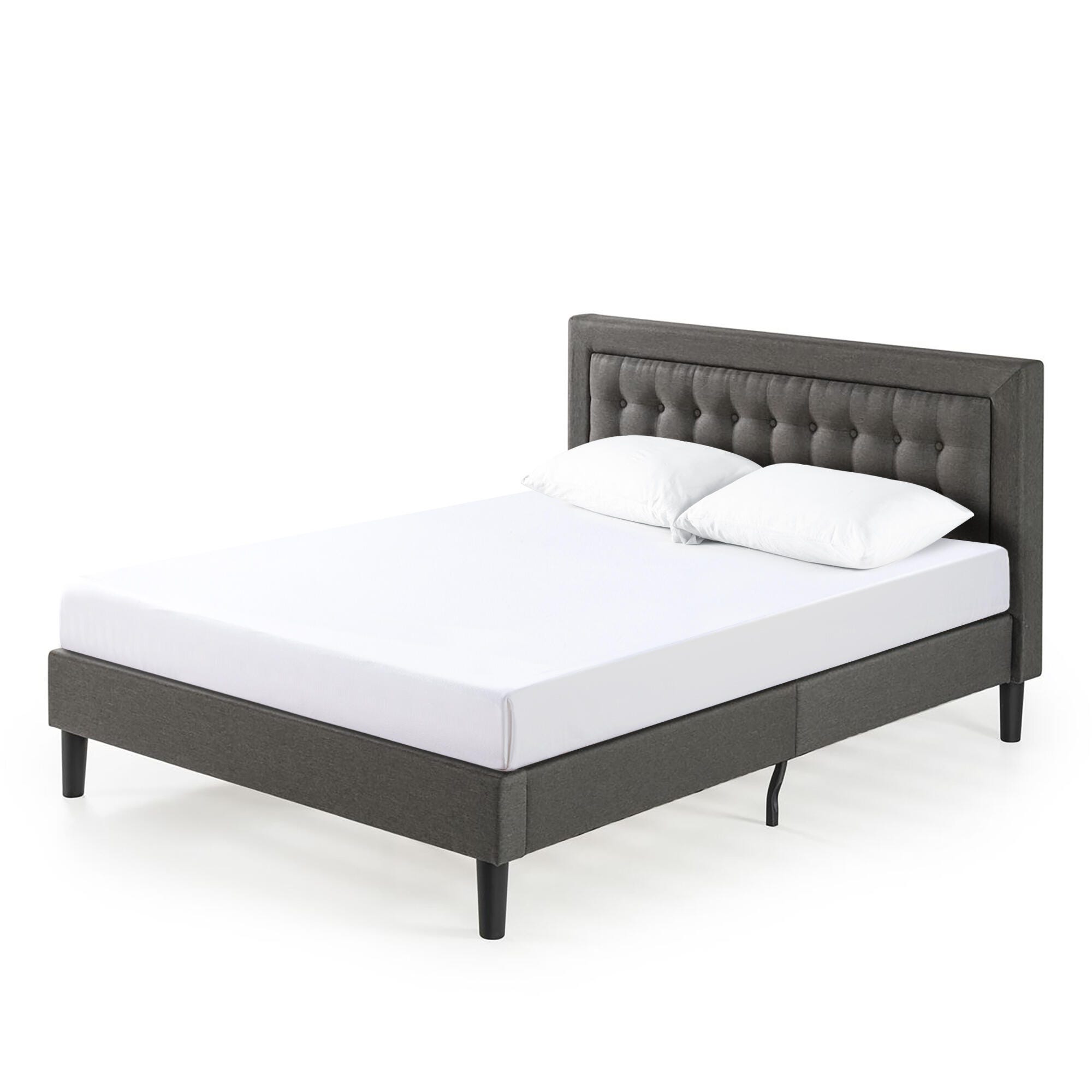 ZINUS Platform Full Bed Frame with Headboard, Dark Gray, large