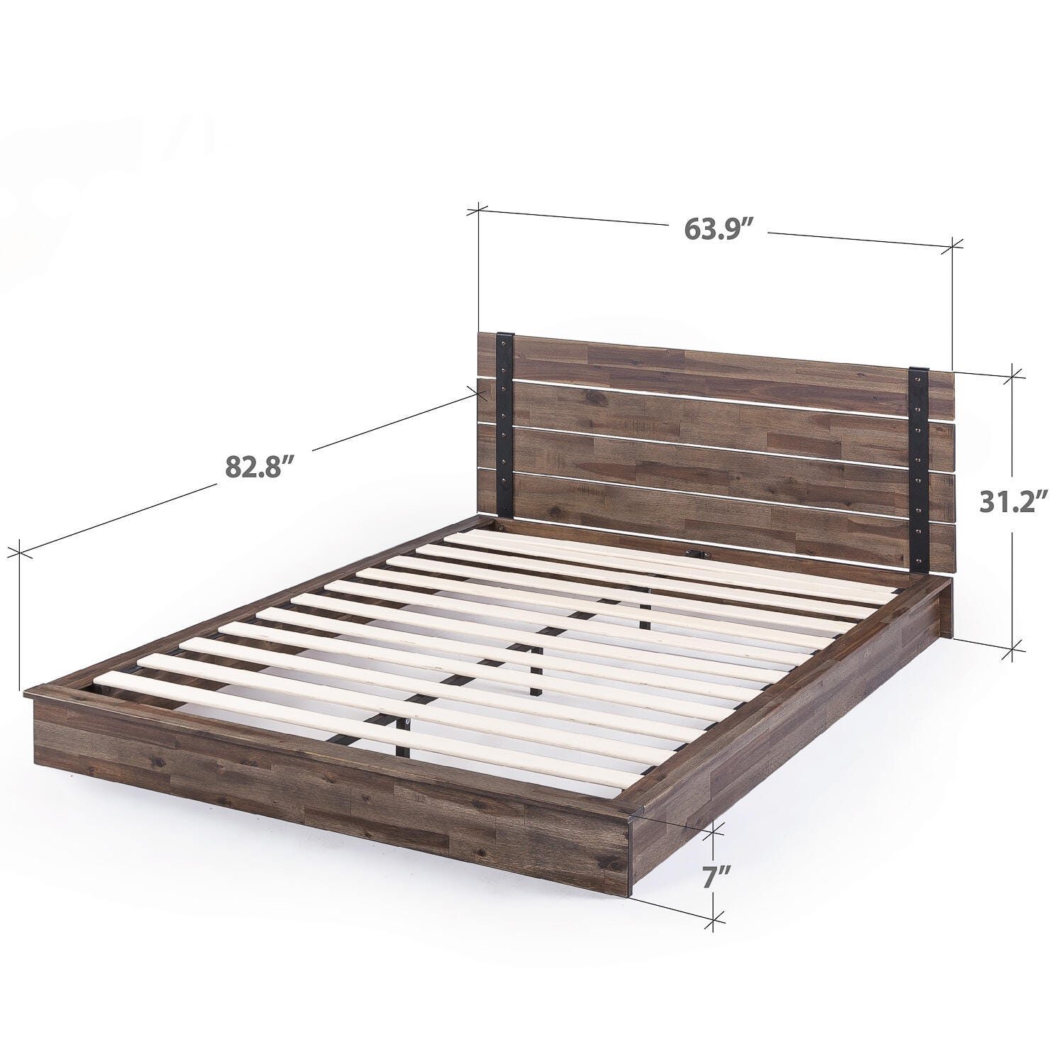 ZINUS Nash Queen Platform Bed Frame, Brown, large