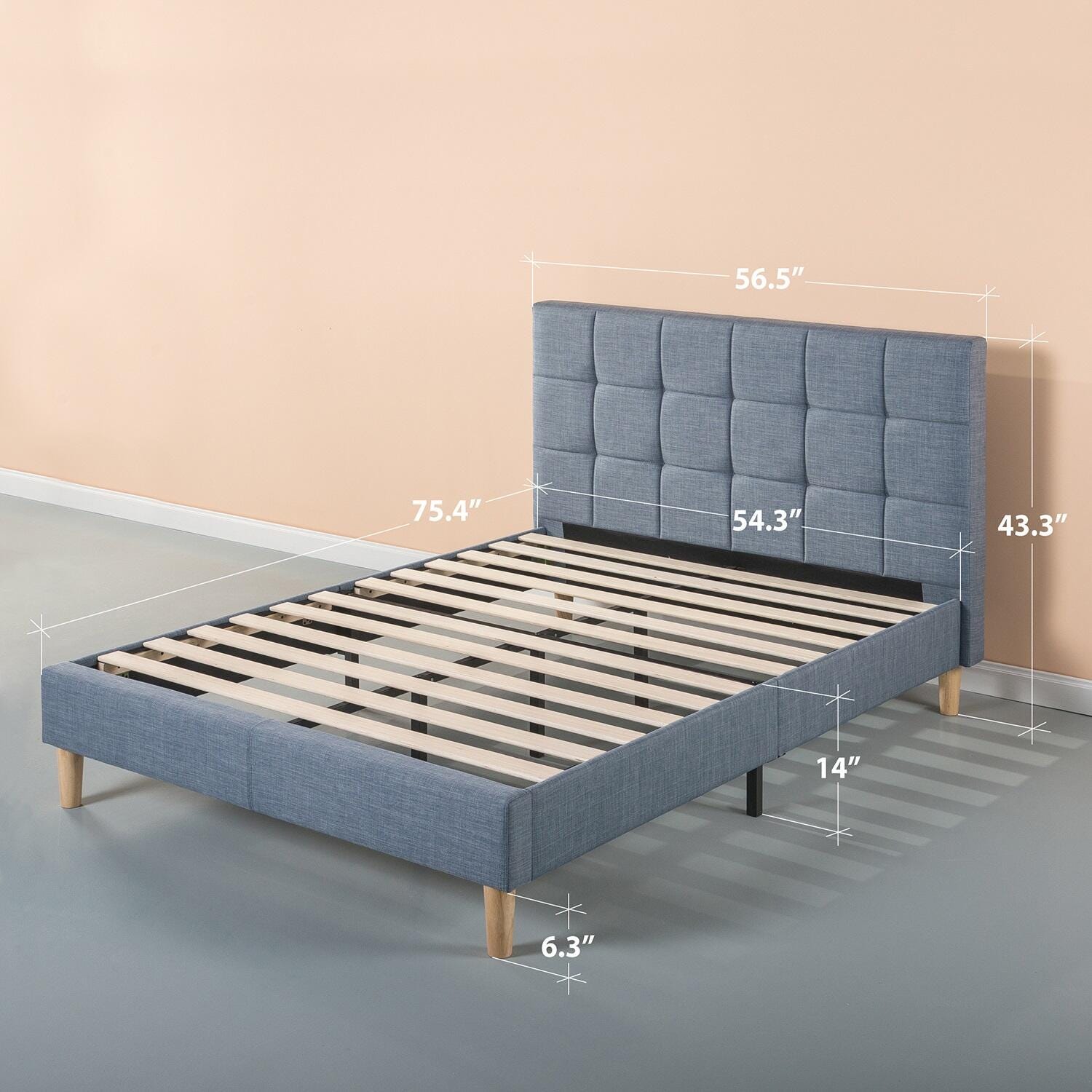 ZINUS Axel Full Platform Bed, Blue Slate, large