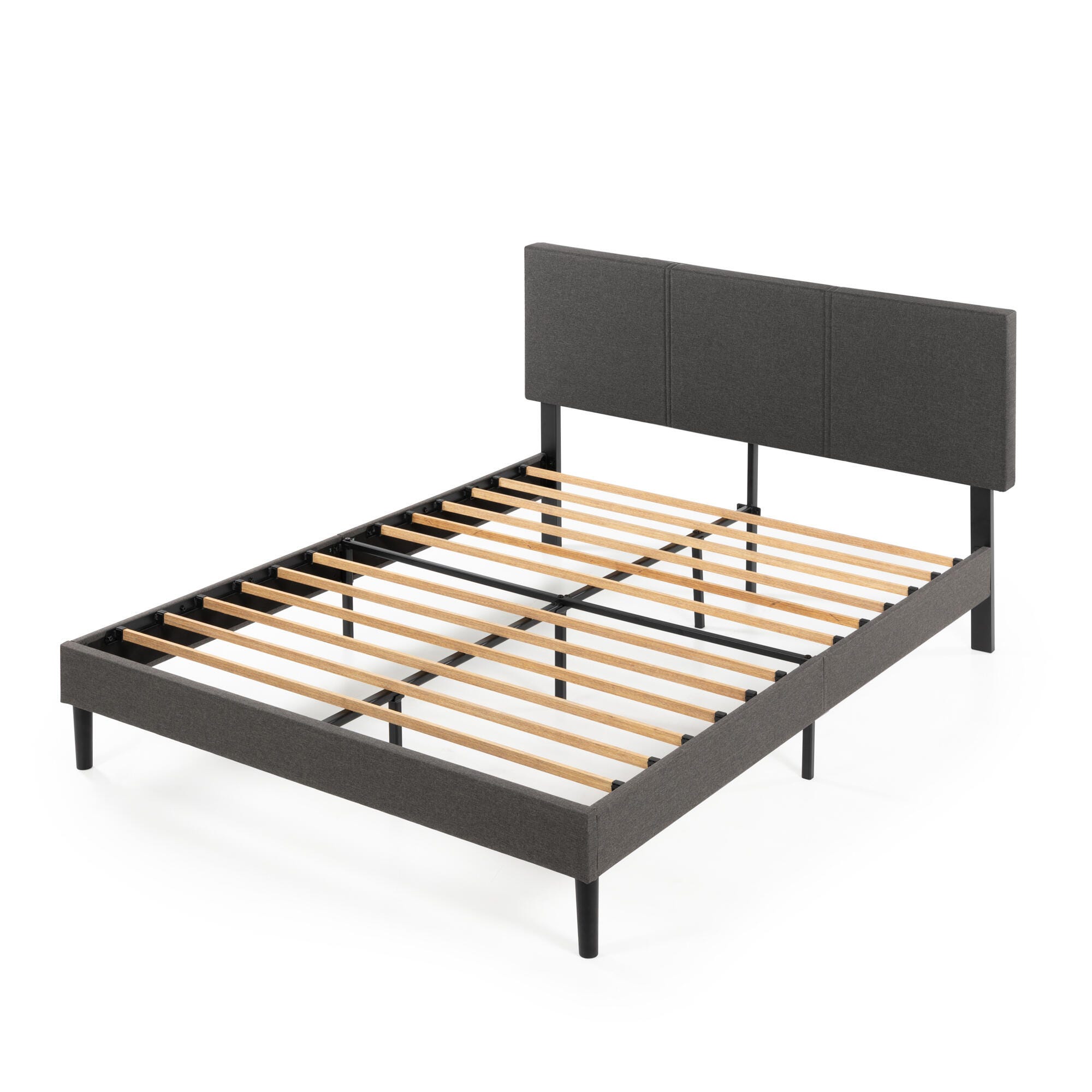 ZINUS Platform Queen Bed Frame with Split Headboard, Gray, large