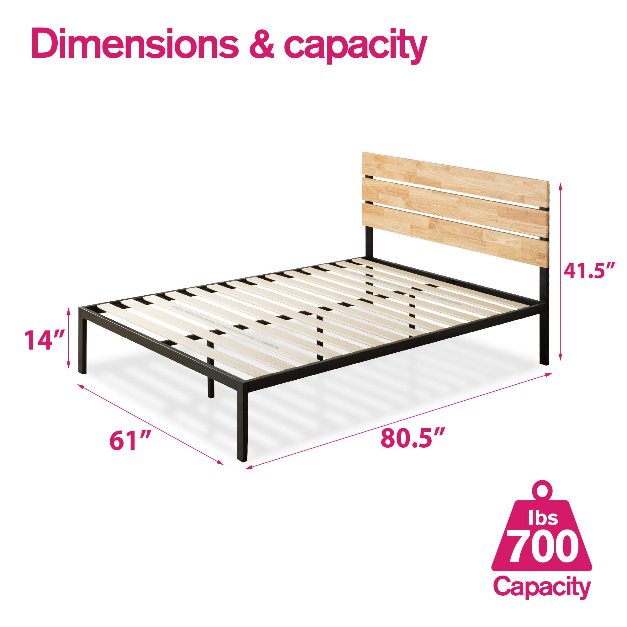 ZINUS Beckett Queen Platform Bed Frame, Brown, large