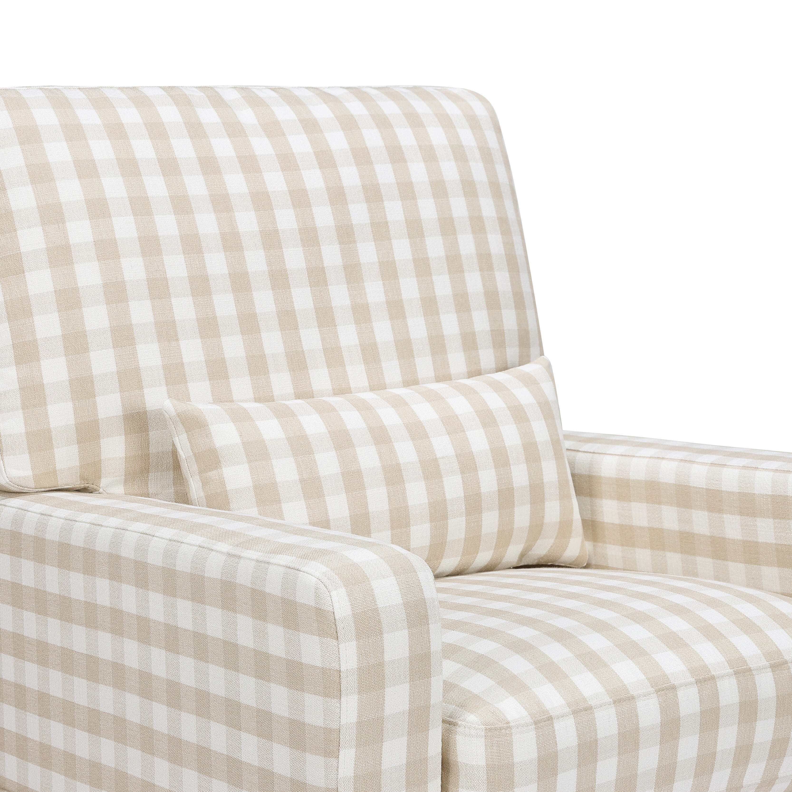 Namesake Crawford Pillowback Comfort Swivel Glider in Gingham, Tan Gingham, large