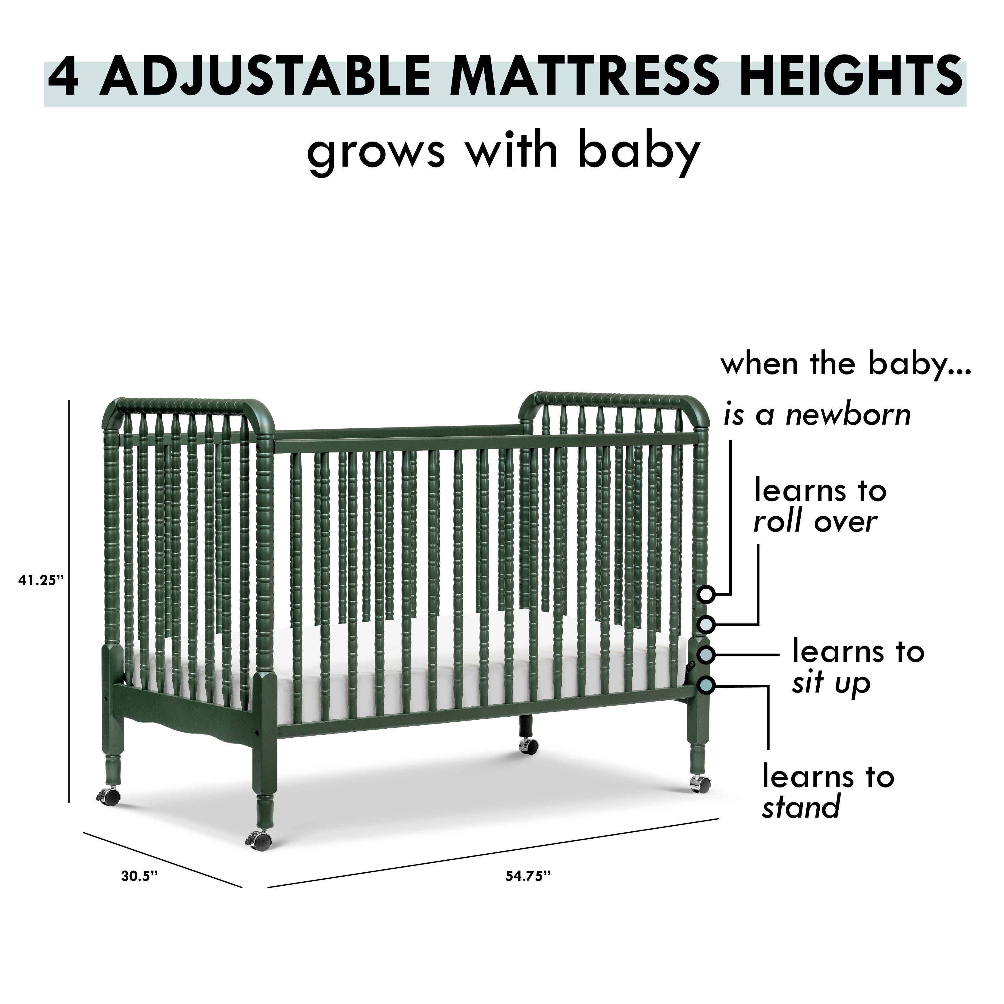 DaVinci Jenny Lind 3-in-1 Convertible Crib, Forest Green, large