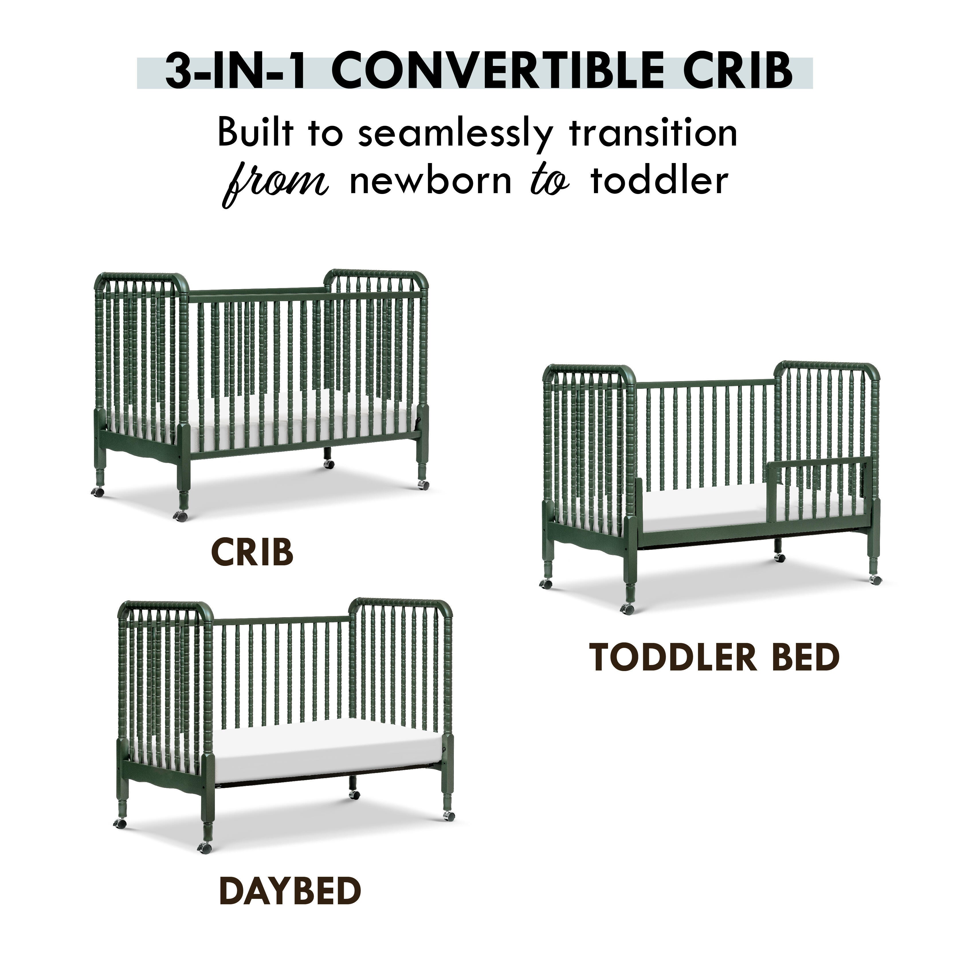 DaVinci Jenny Lind 3-in-1 Convertible Crib, Forest Green, large