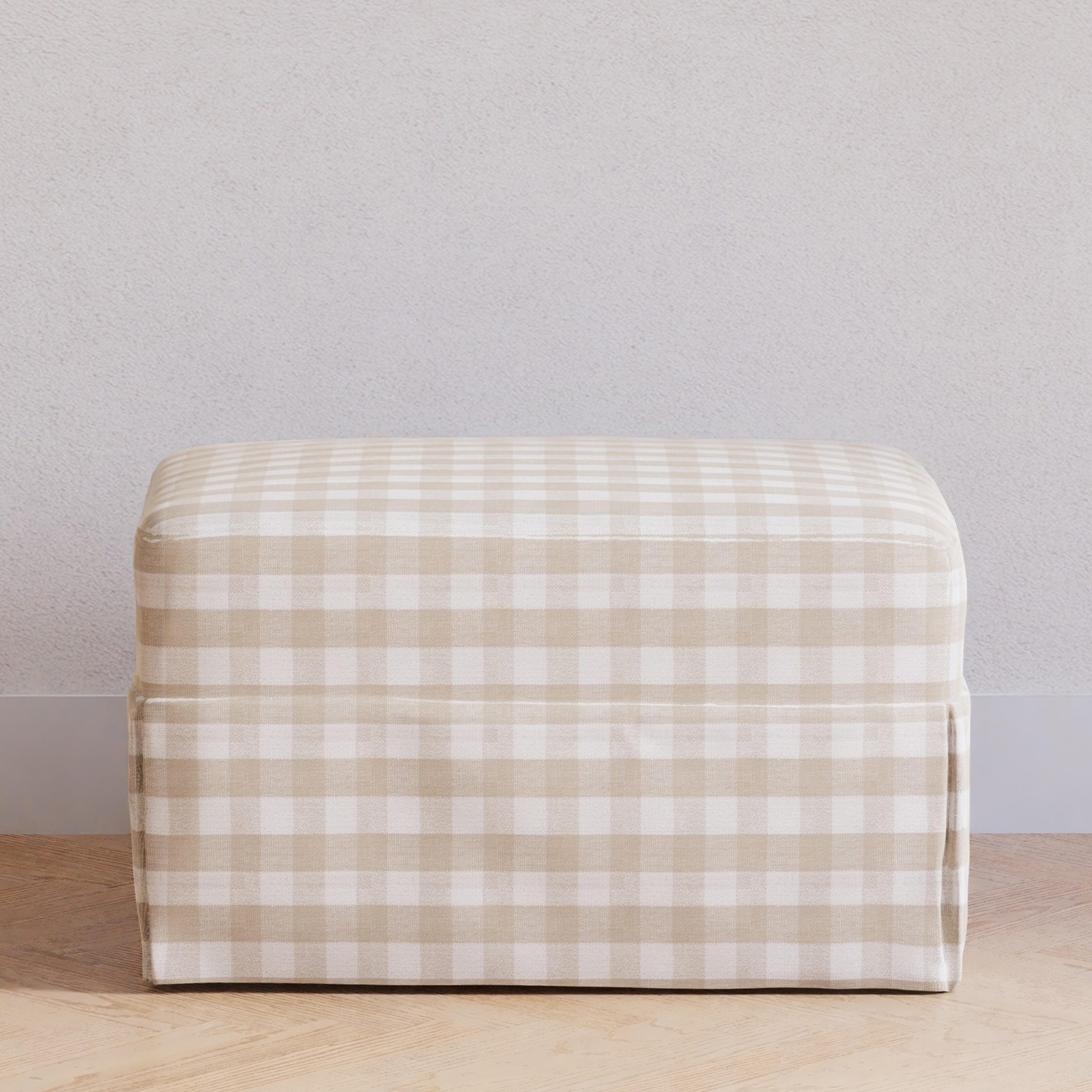 Namesake Crawford Gliding Ottoman, Tan Gingham, large