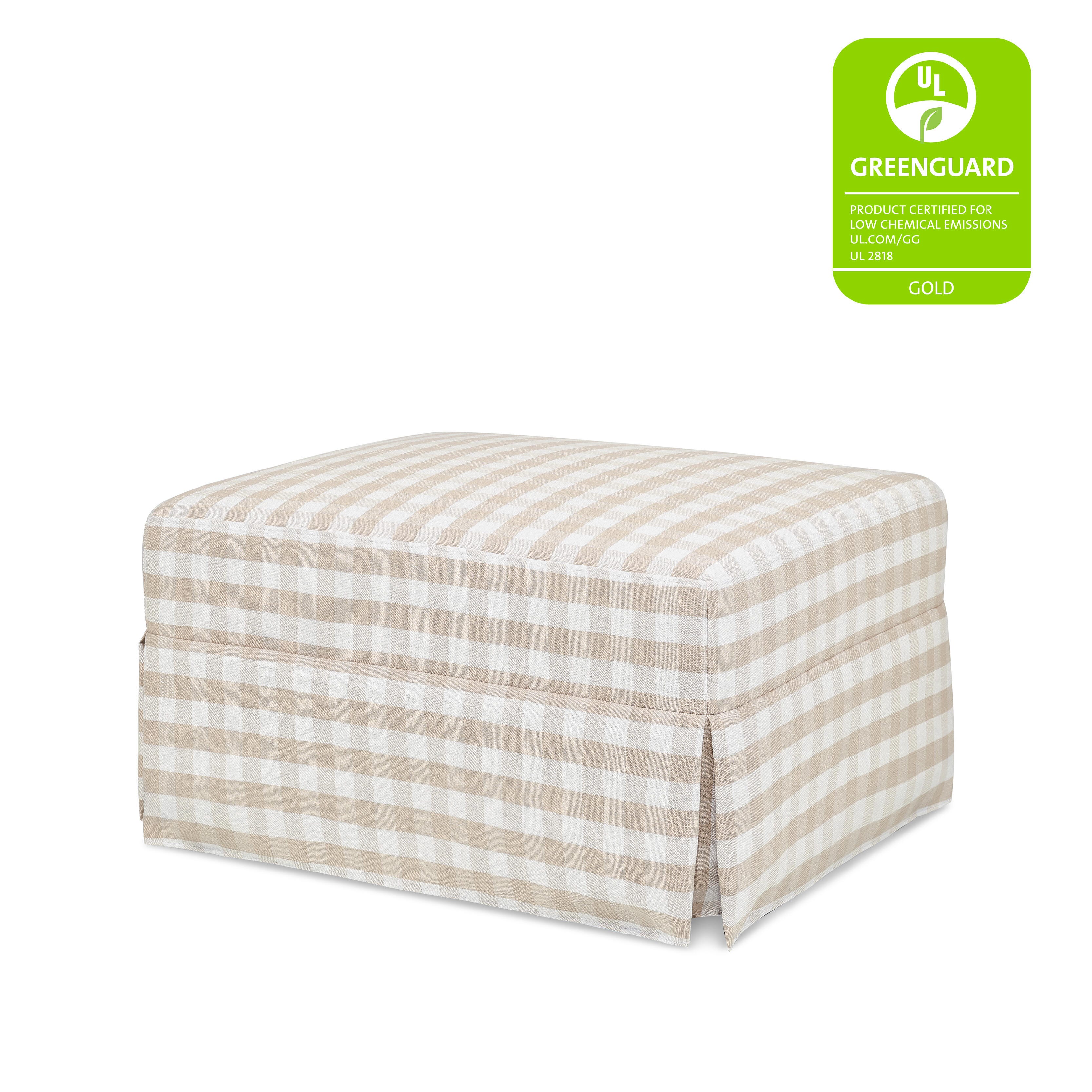 Namesake Crawford Gliding Ottoman, Tan Gingham, large