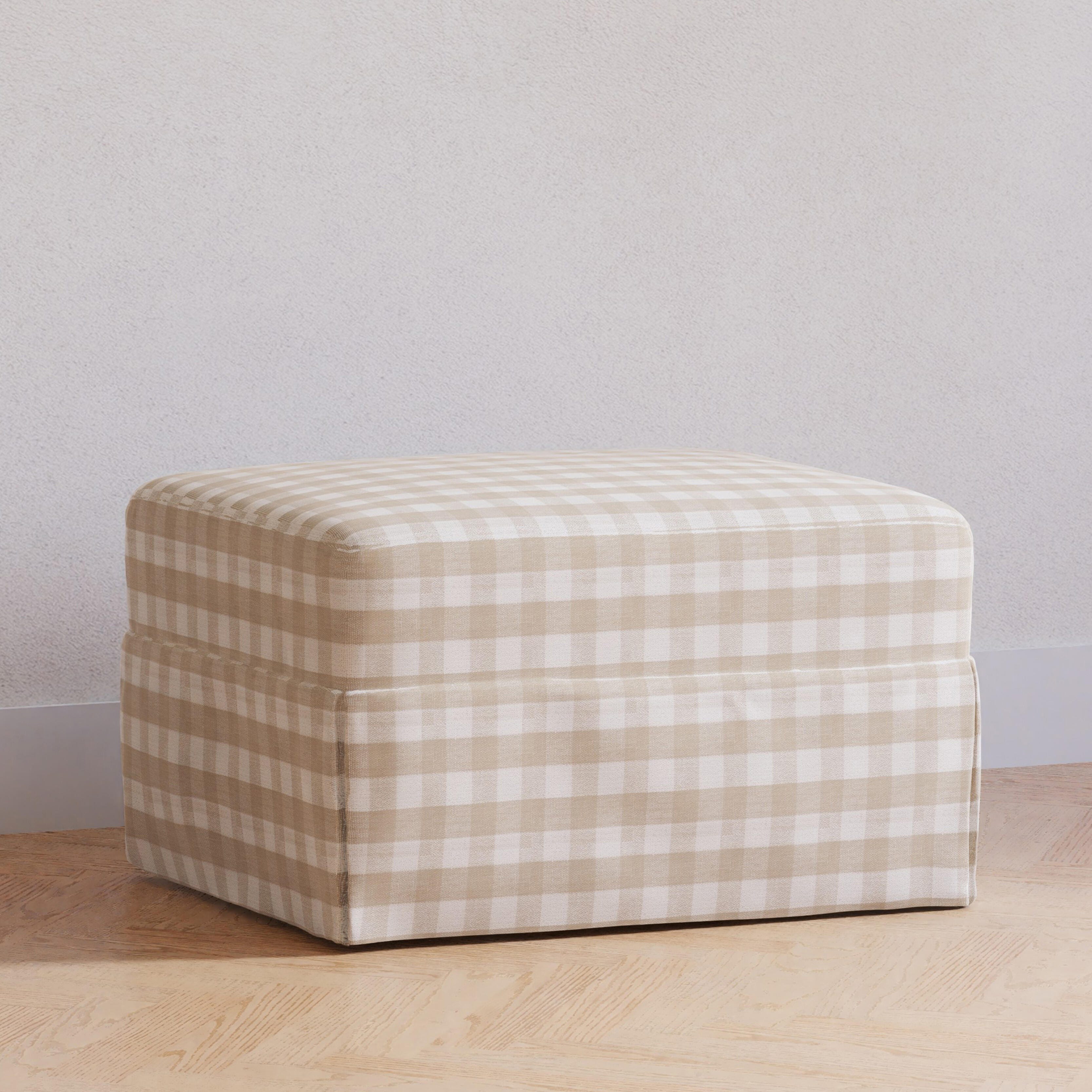Namesake Crawford Gliding Ottoman, Tan Gingham, large