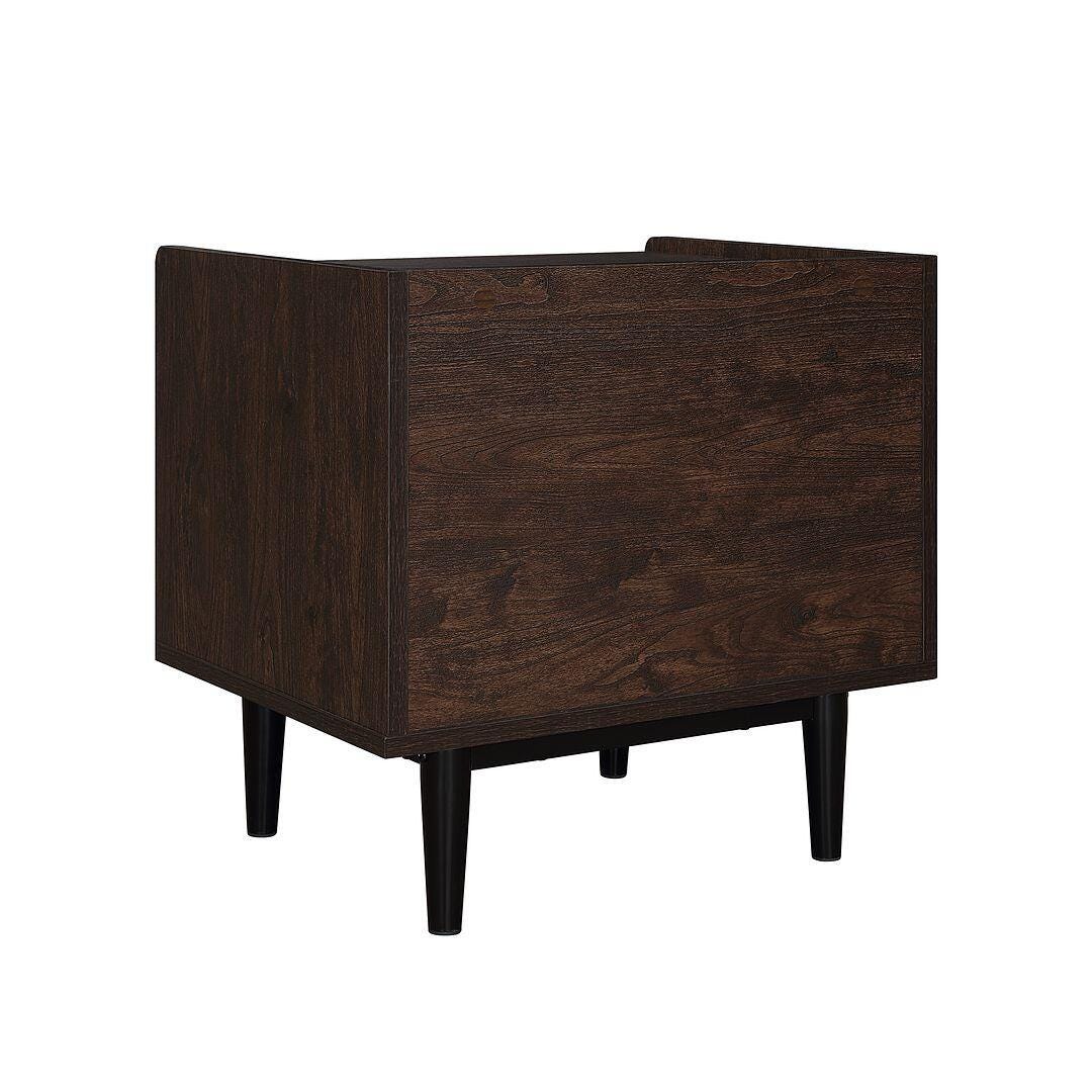 Manhattan Comfort Duane Ribbed 1-Drawer Nightstand, Dark Brown/Navy Blue, large