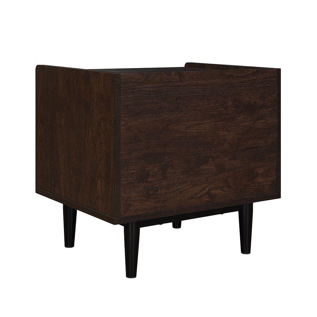Manhattan Comfort Duane Ribbed 1-Drawer Nightstand, Dark Brown/Black, large