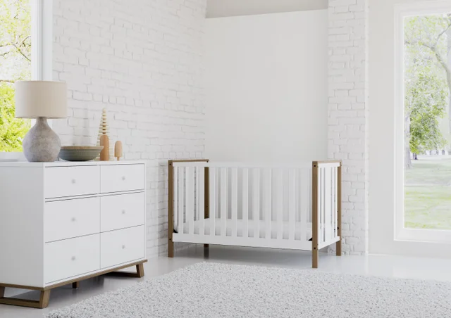 Storkcraft Modern 6 Drawer Double Dresser, White/Vintage Driftwood Storkcraft Modern 6 Drawer Double Dresser, White/Vintage Driftwood
