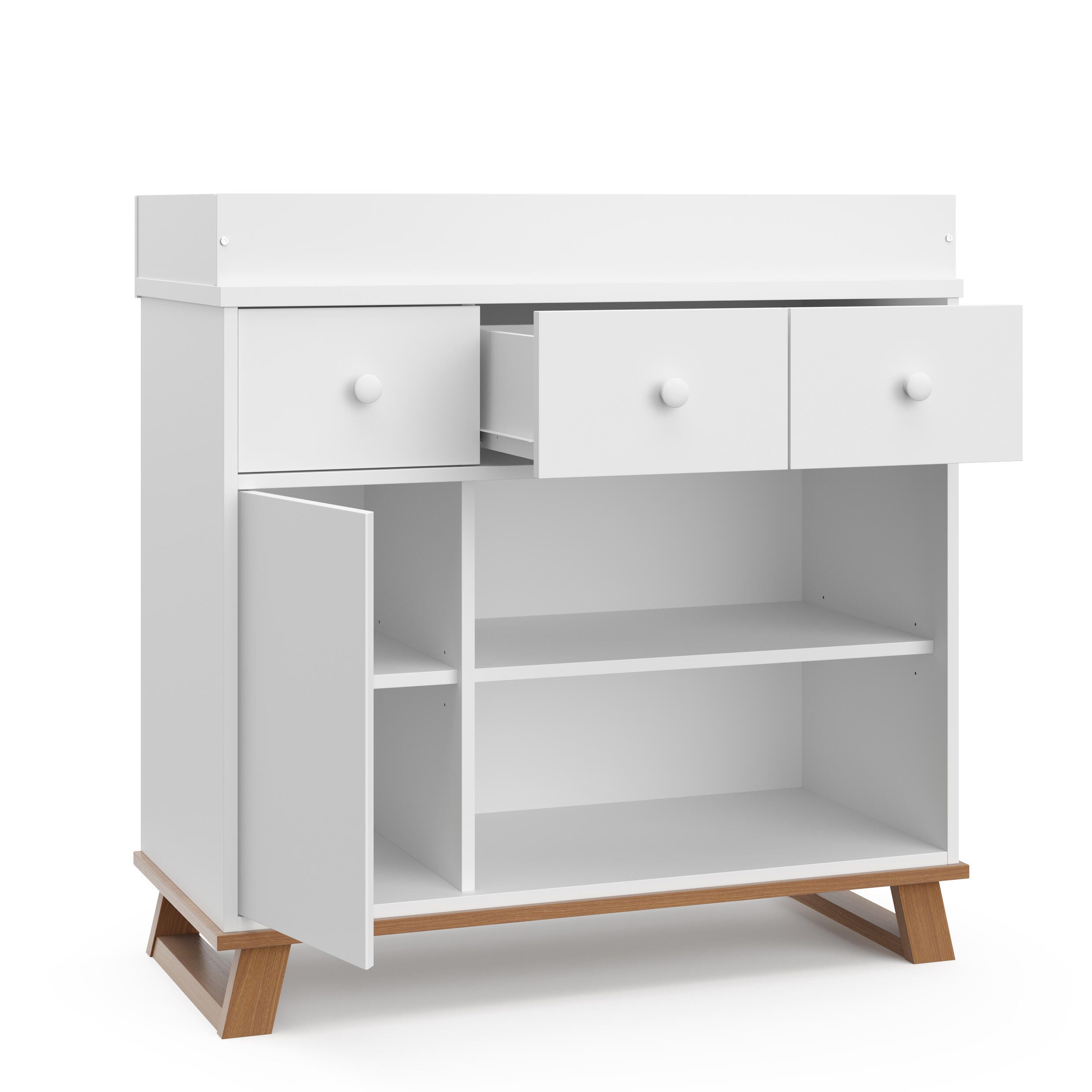 Storkcraft Modern Nursery Changing Table Dresser, White/Vintage Driftwood