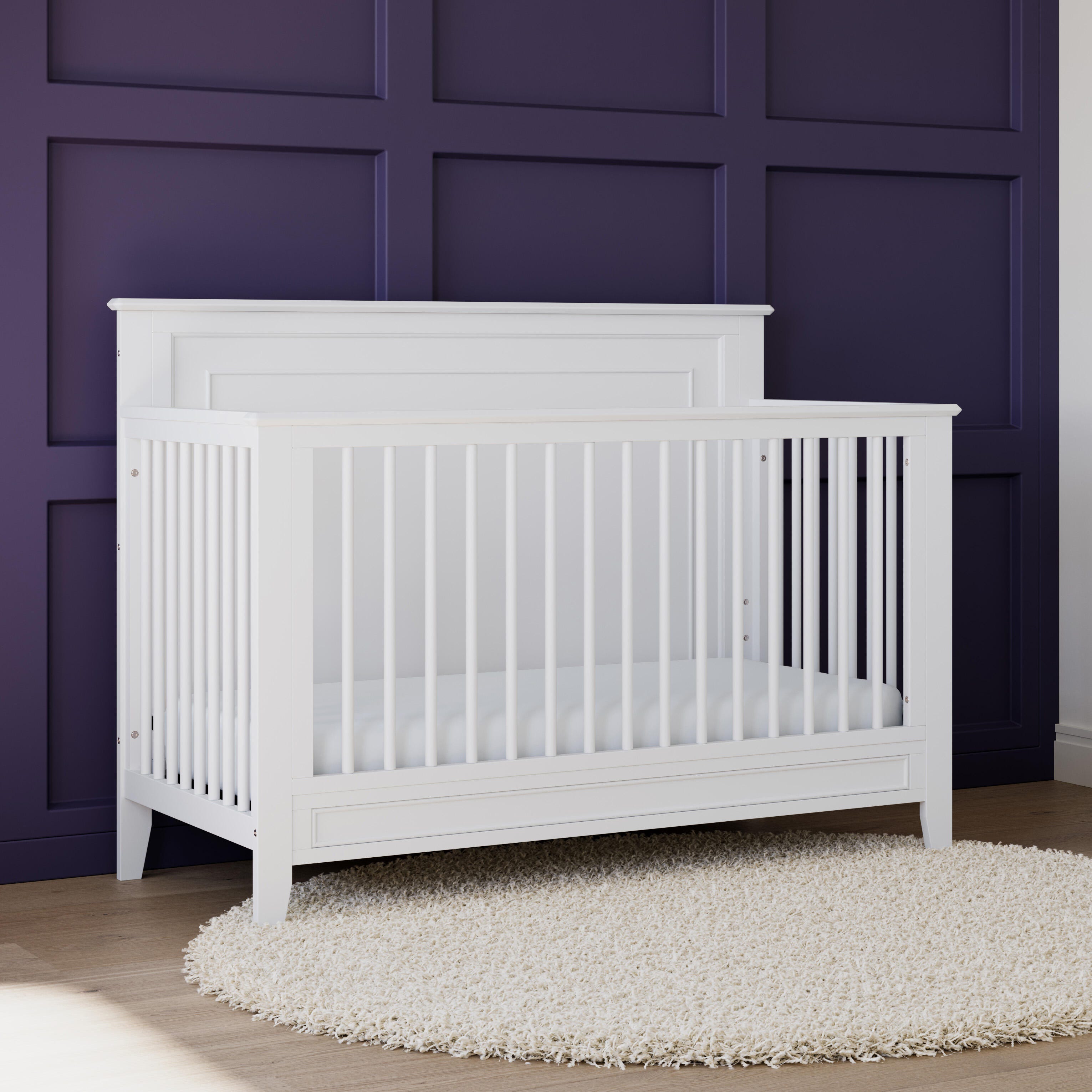 Storkcraft Solstice 5-in-1 Convertible Crib, White, large