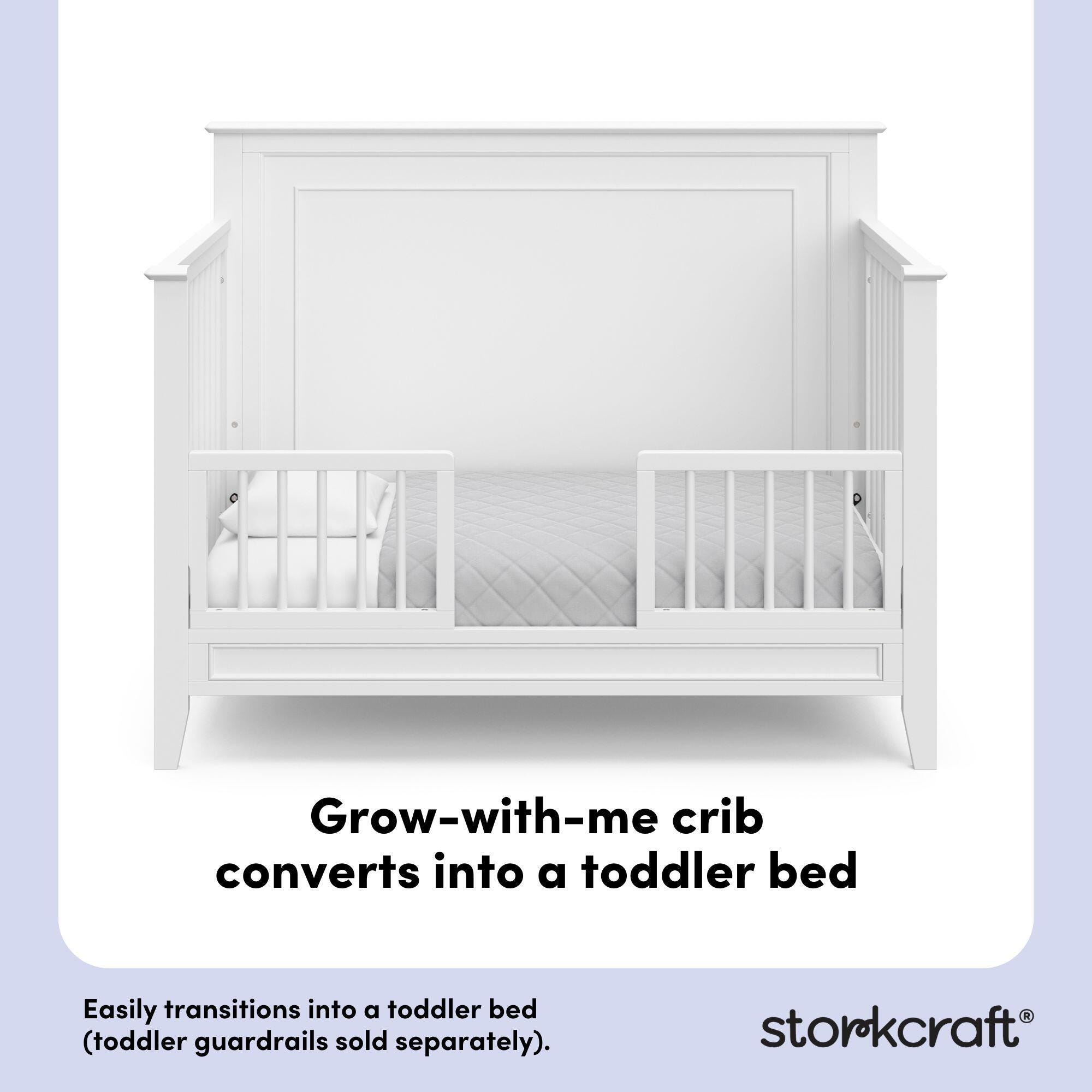 Storkcraft Solstice 5-in-1 Convertible Crib, White, large