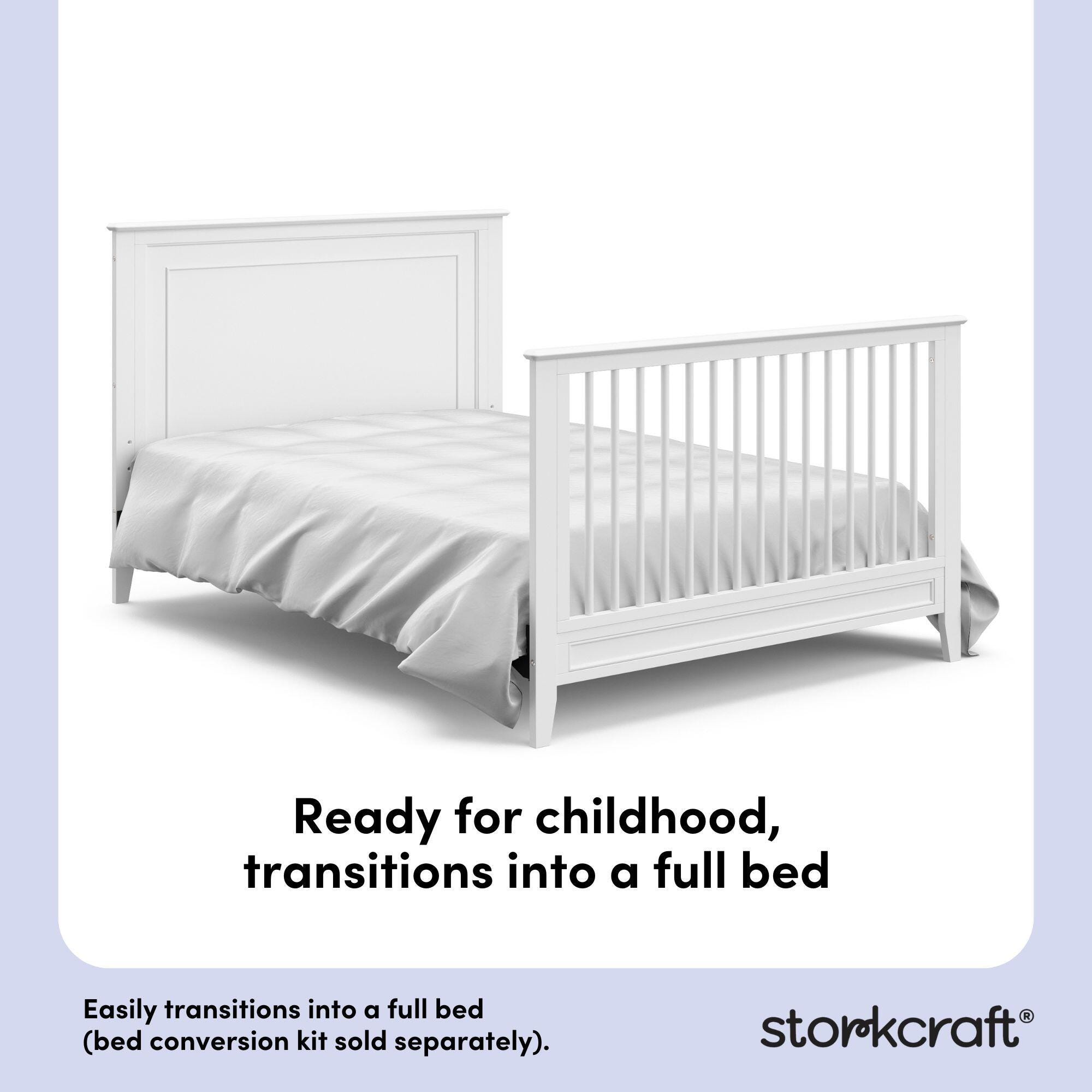 Storkcraft Solstice 5-in-1 Convertible Crib, White, large