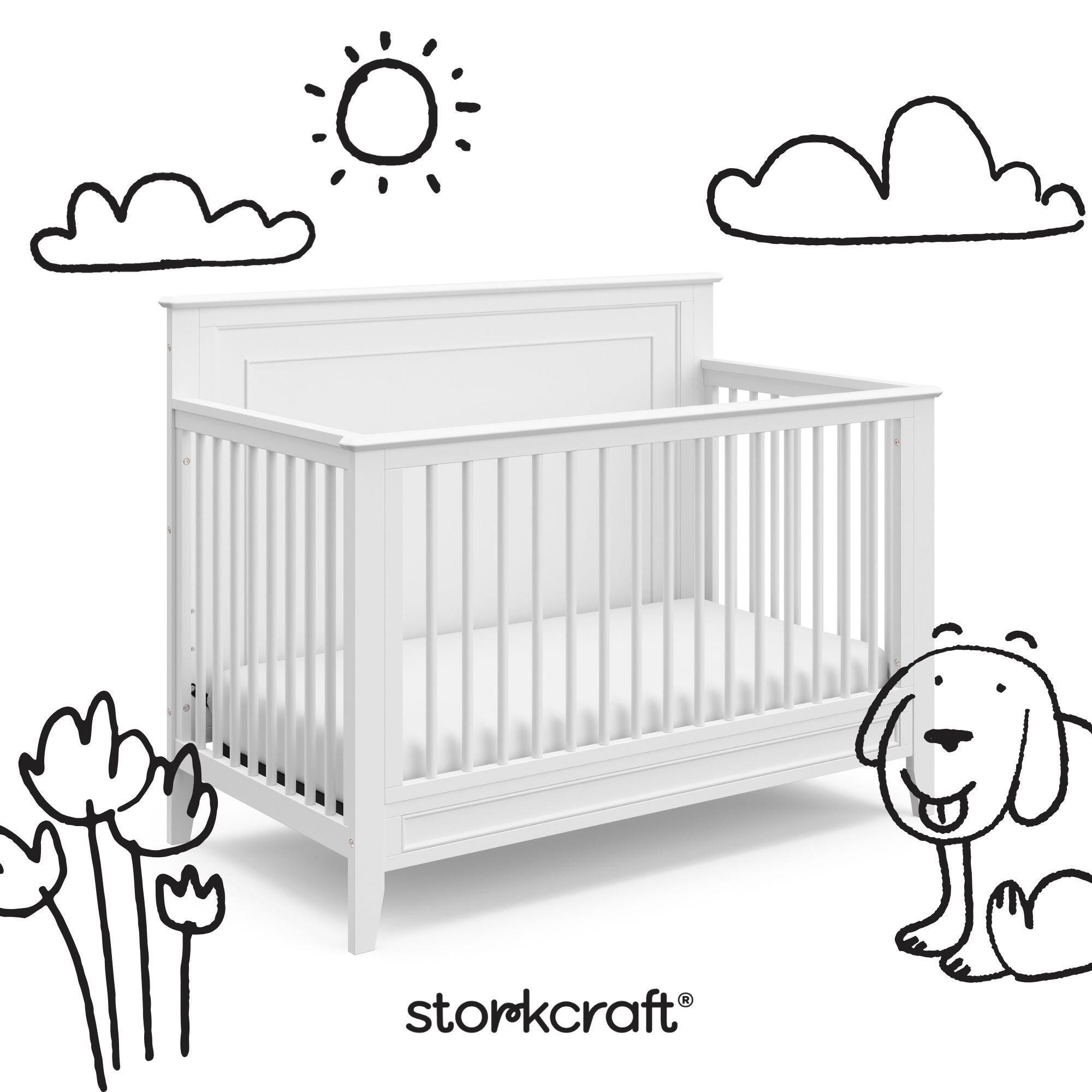 Storkcraft Solstice 5-in-1 Convertible Crib, White, large