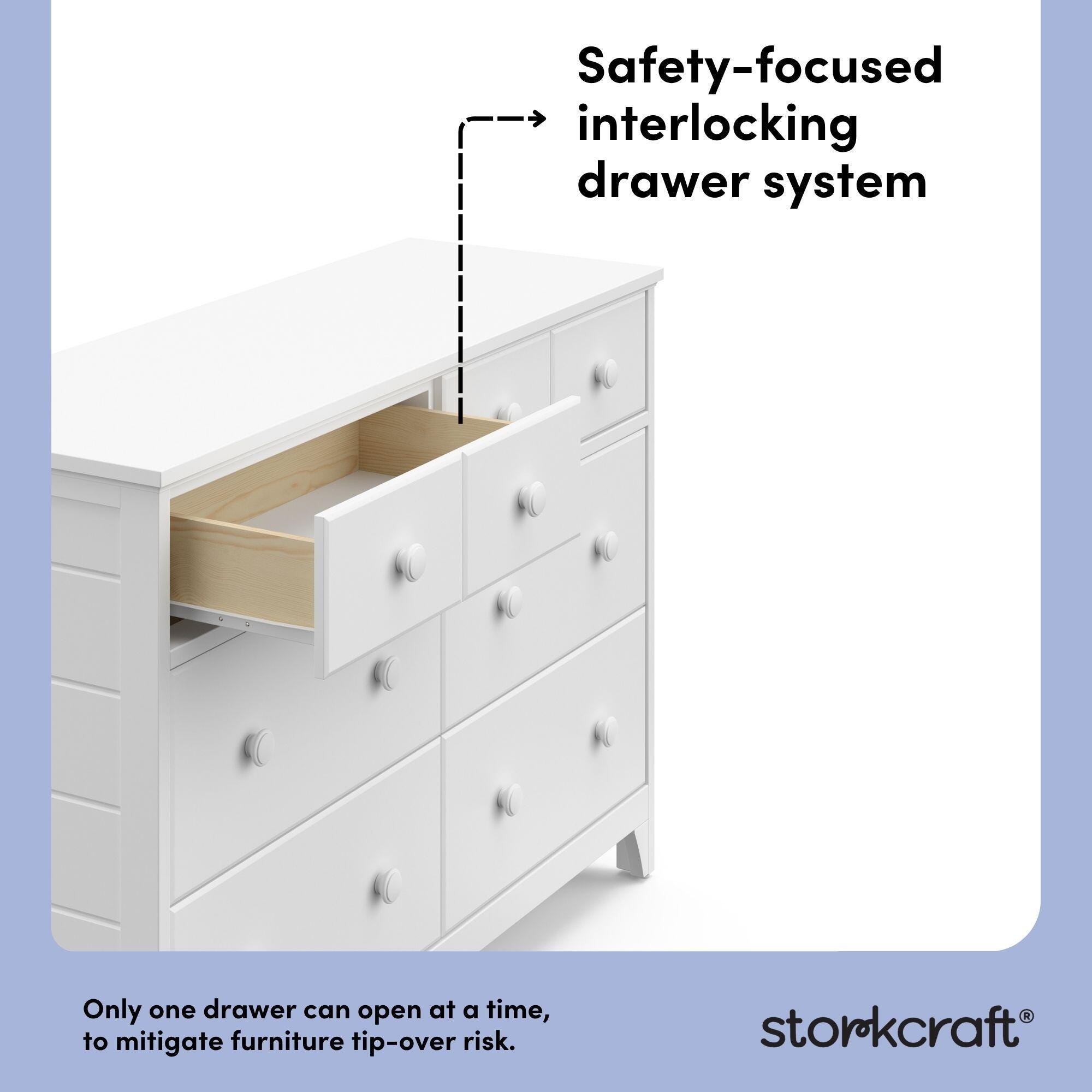 Storkcraft Moss 6 Drawer Double Dresser, , large