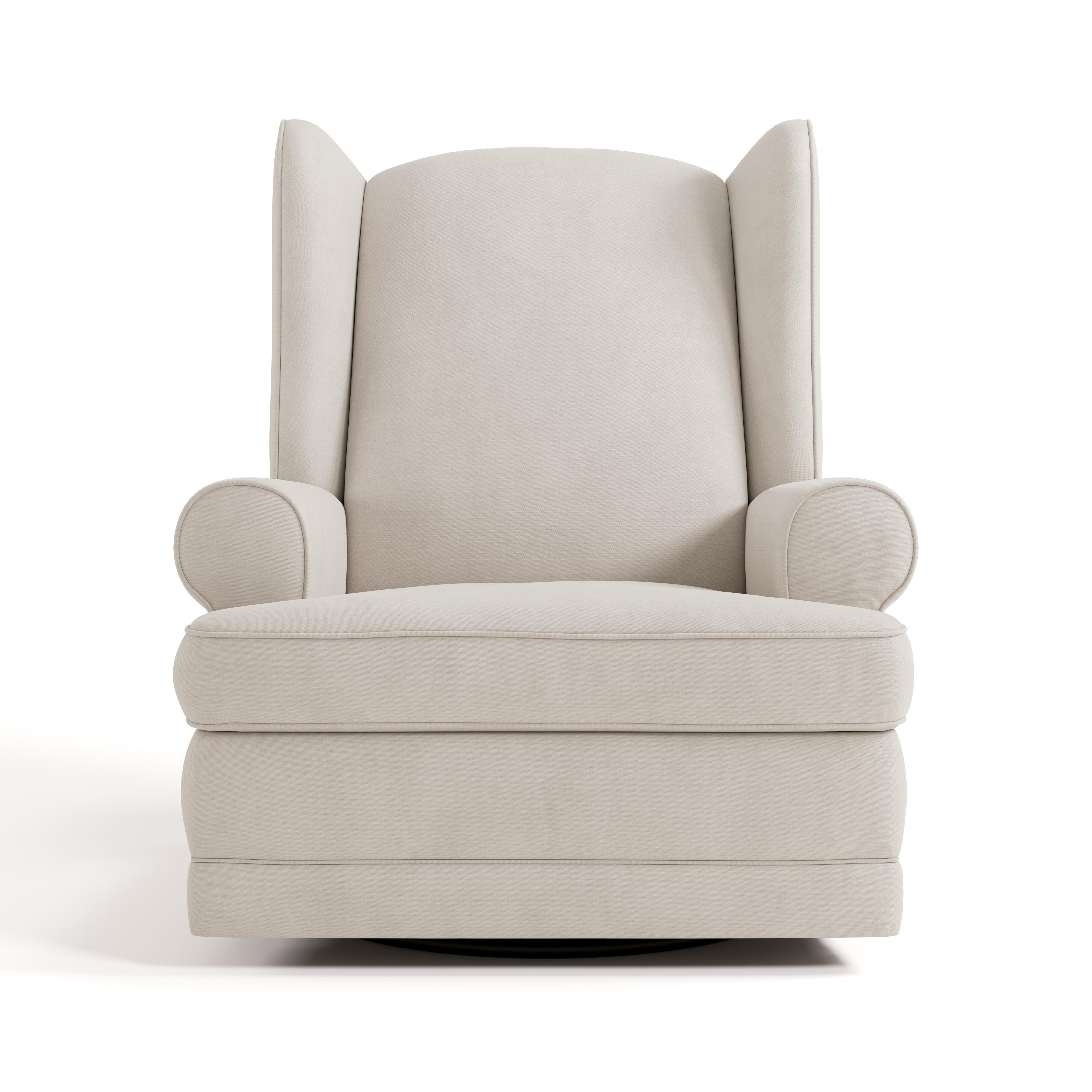 Storkcraft Serenity Wingback Upholstered Recline Glider with USB, Ivory, large